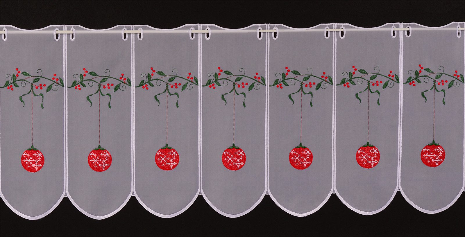 Gardinen Kranzusch Scheibengardine Kugel Weihnachten, Stangendurchzug, tran günstig online kaufen