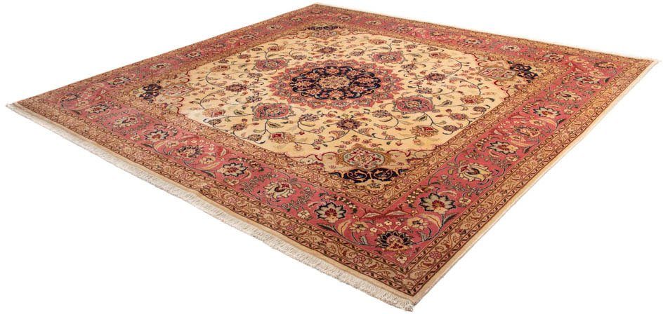 Orientteppich Perser - Täbriz quadratisch - 250 x 244 cm - beige, morgenland, quadratisch, Höhe: 10 mm, Wohnzimmer, Handgeknüpft, Einzelstück mit Zertifikat