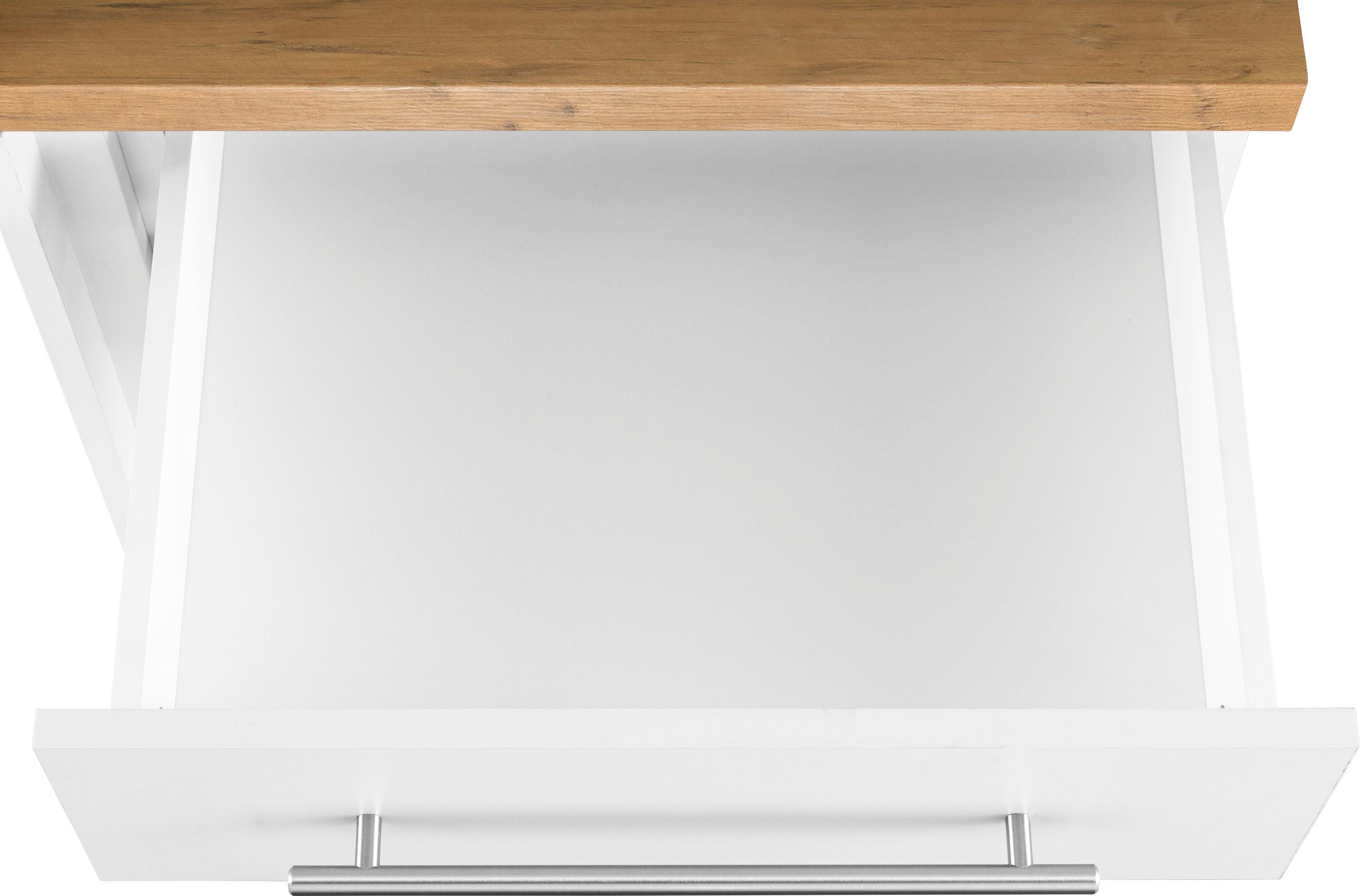 Küchen breit wiho 110 cm Eckunterschrank Weiß | weiß/kastelleichefarben Unna