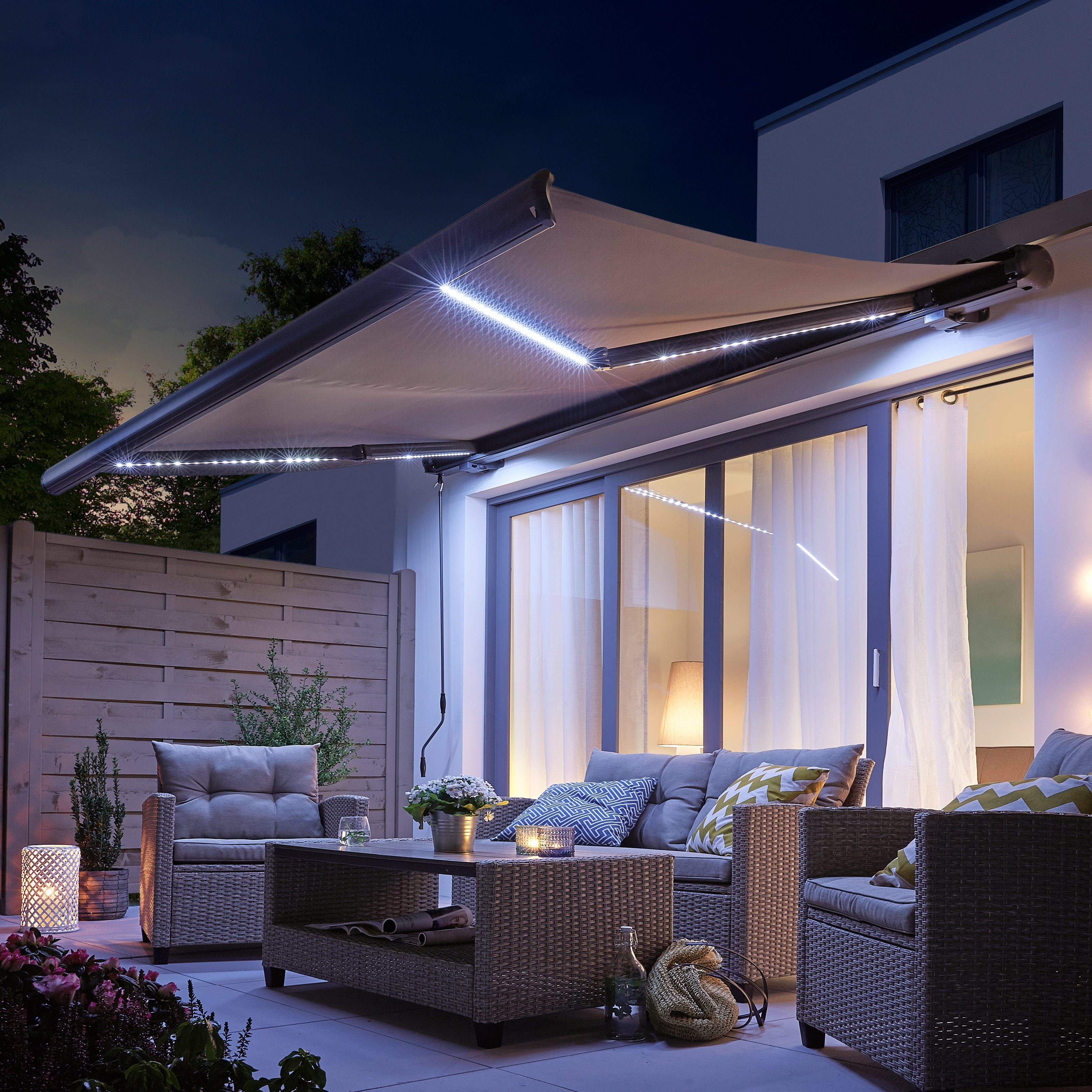 KONIFERA Kassettenmarkise Costa del Sol Breite/Ausfall: 500/300 cm, mit LED-Beleuchtung