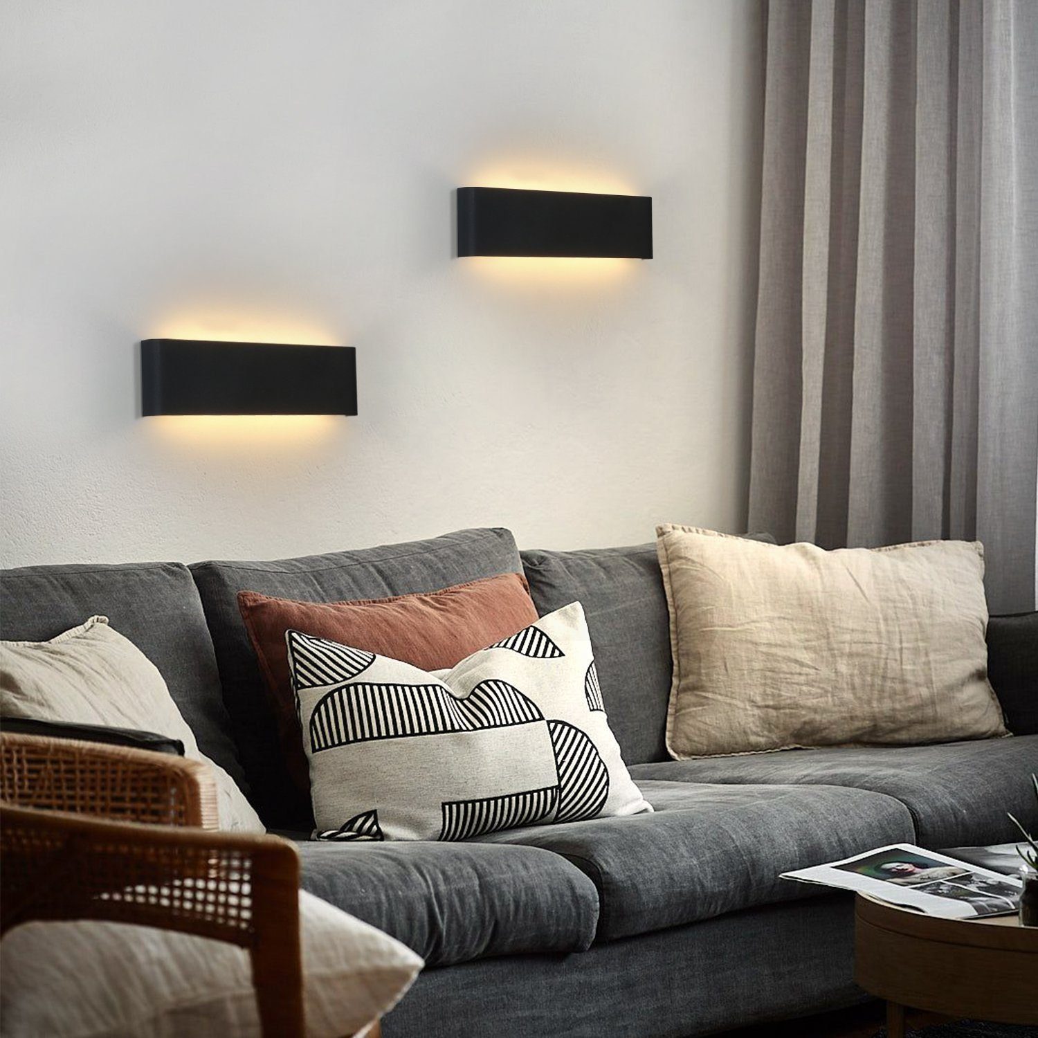 schwarz LED LED 76cm Warmweiß fest Modern Wandleuchte integriert, Blendfrei, Metall Warmweiß Nettlife