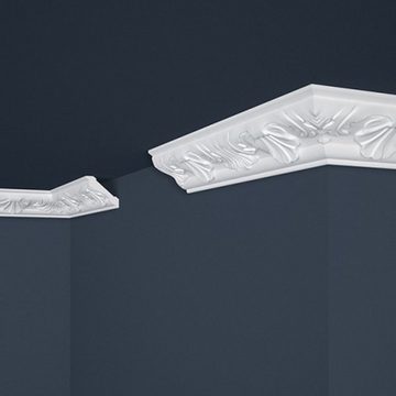 PROVISTON Stuckleiste Polystyrol, 46 x 46 x 2000 mm, Weiß, Deckenleiste