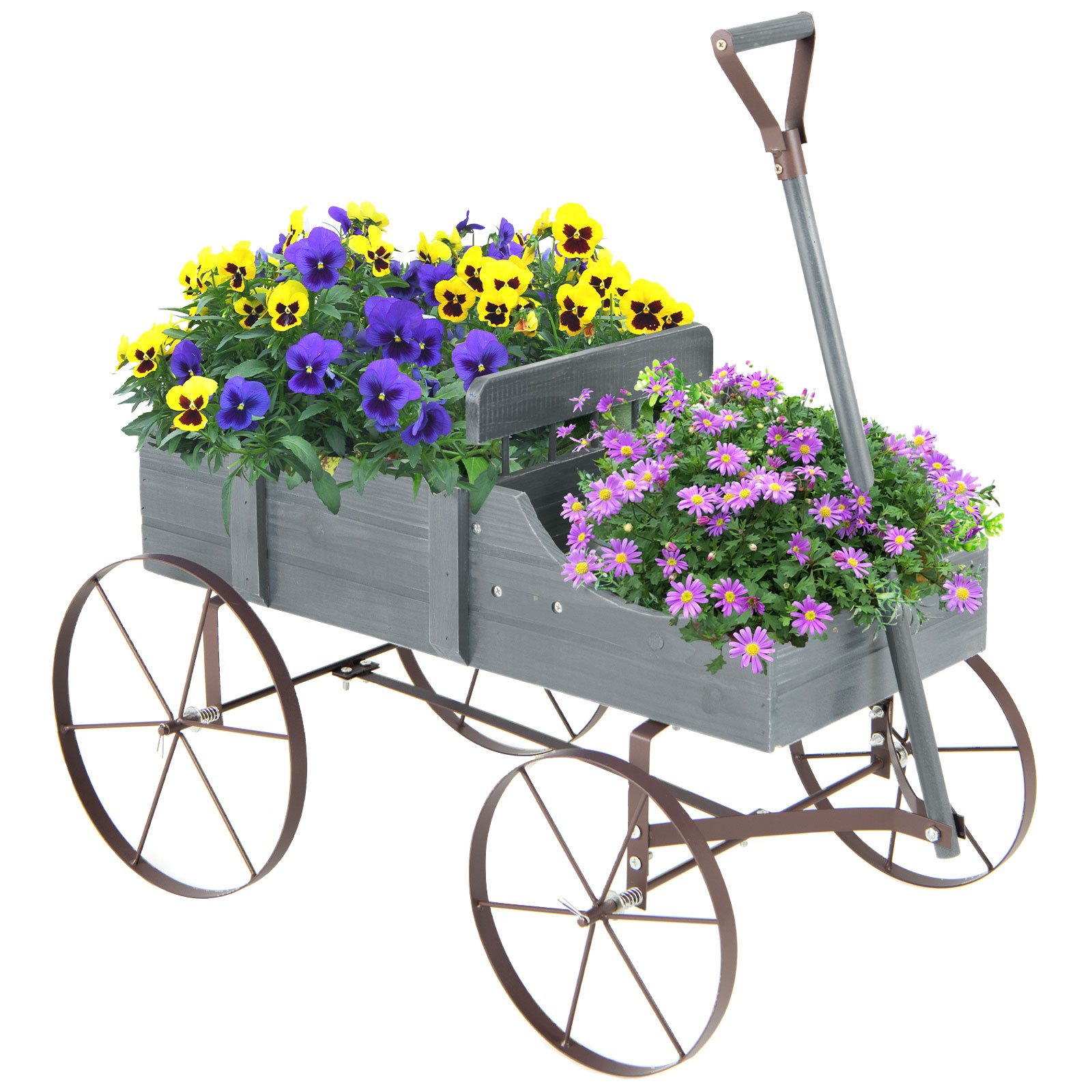 COSTWAY Blumenständer, Pflanzwagen mit 4 Metallrädern & Griff, 62x34x60cm