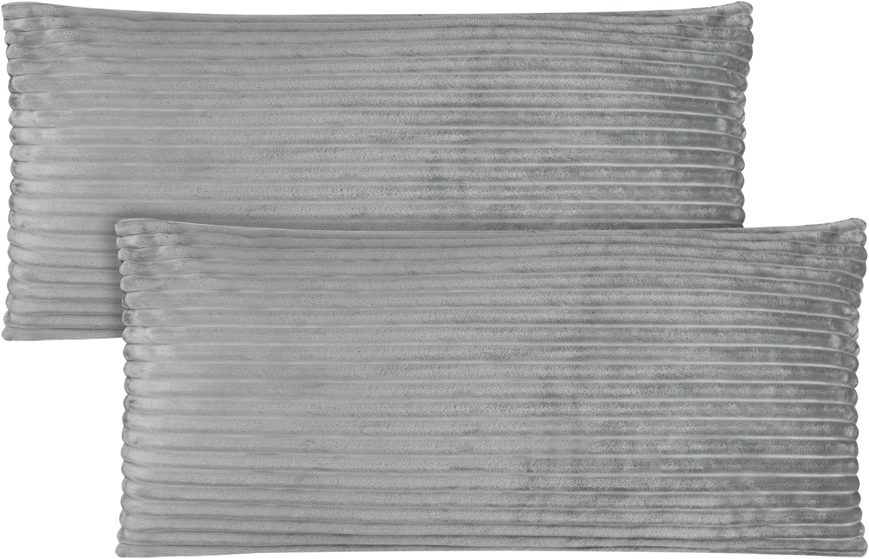 Aspero Kissenbezüge 2 Kissenbezüge aus Streifen-Flanell 40x80 cm, Kopfkissen aus hautsympathischem Material