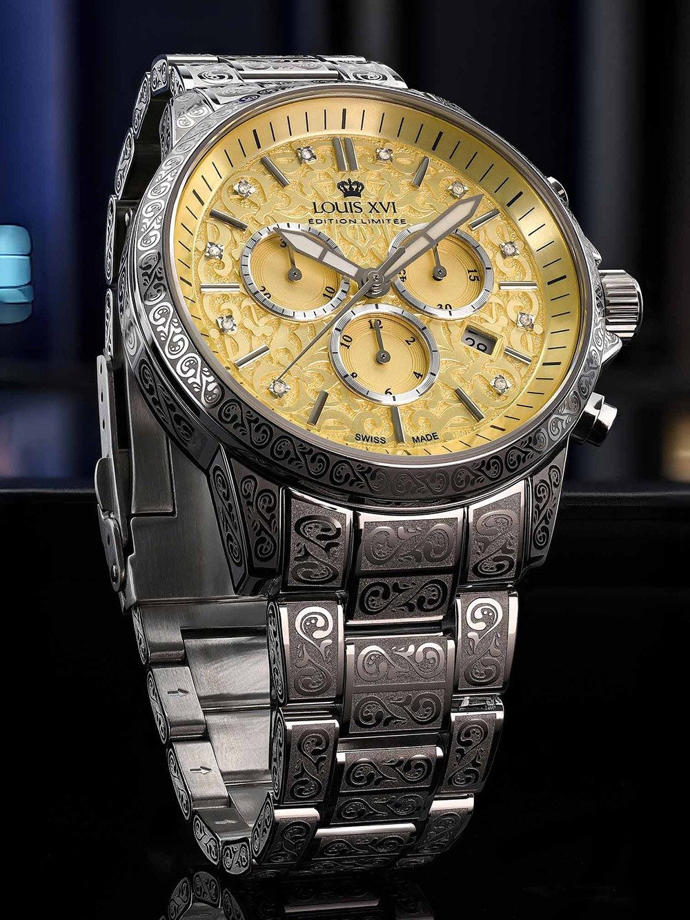 LOUIS XVI Quarzuhr Louis XVI LXVI1828 Herrenuhr Palais Royale 2.0 Diamond 43mm 10ATM Louis XVI LXVI1828 Herrenuhr Palais Royale 2.0 Diamond 43mm 10ATM