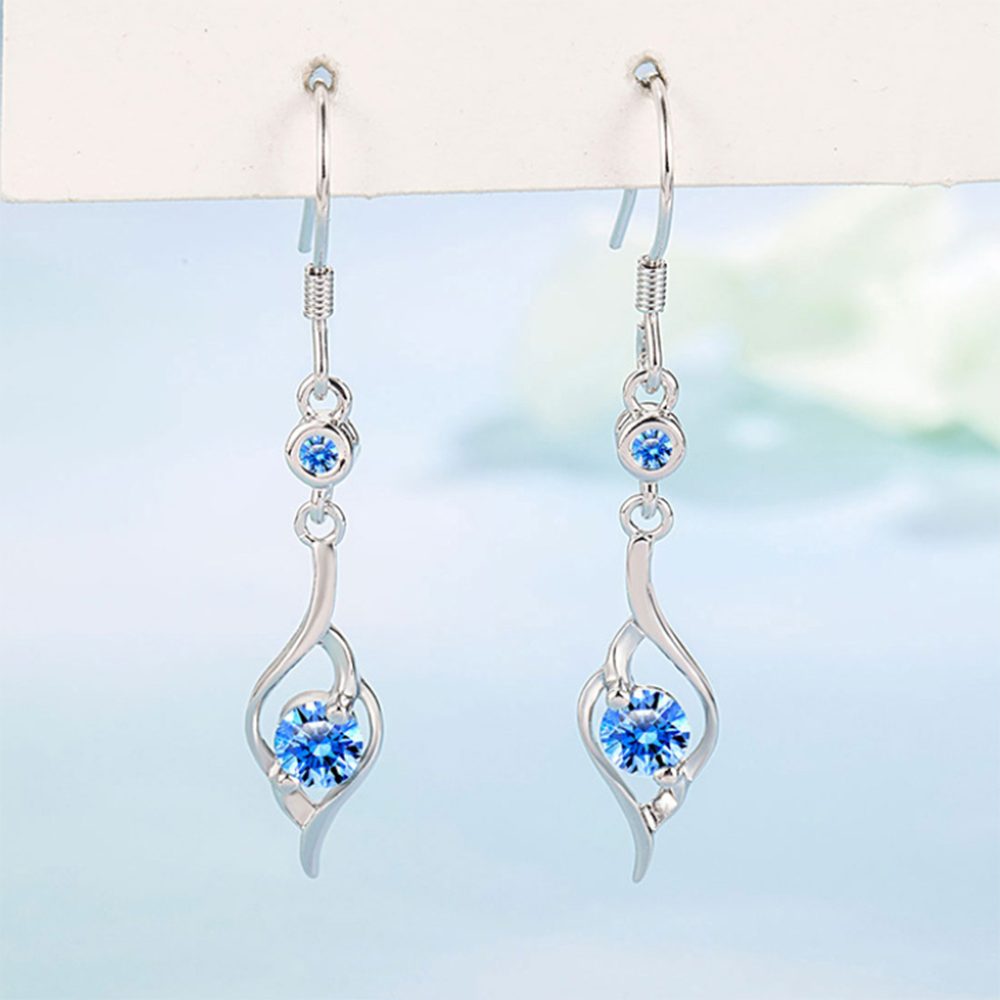 Haiaveng Paar Ohrhänger Blaue Diamant-Ohrringe aus Quastenohrringe, Sterlingsilber, einfache S925 Ohrringe