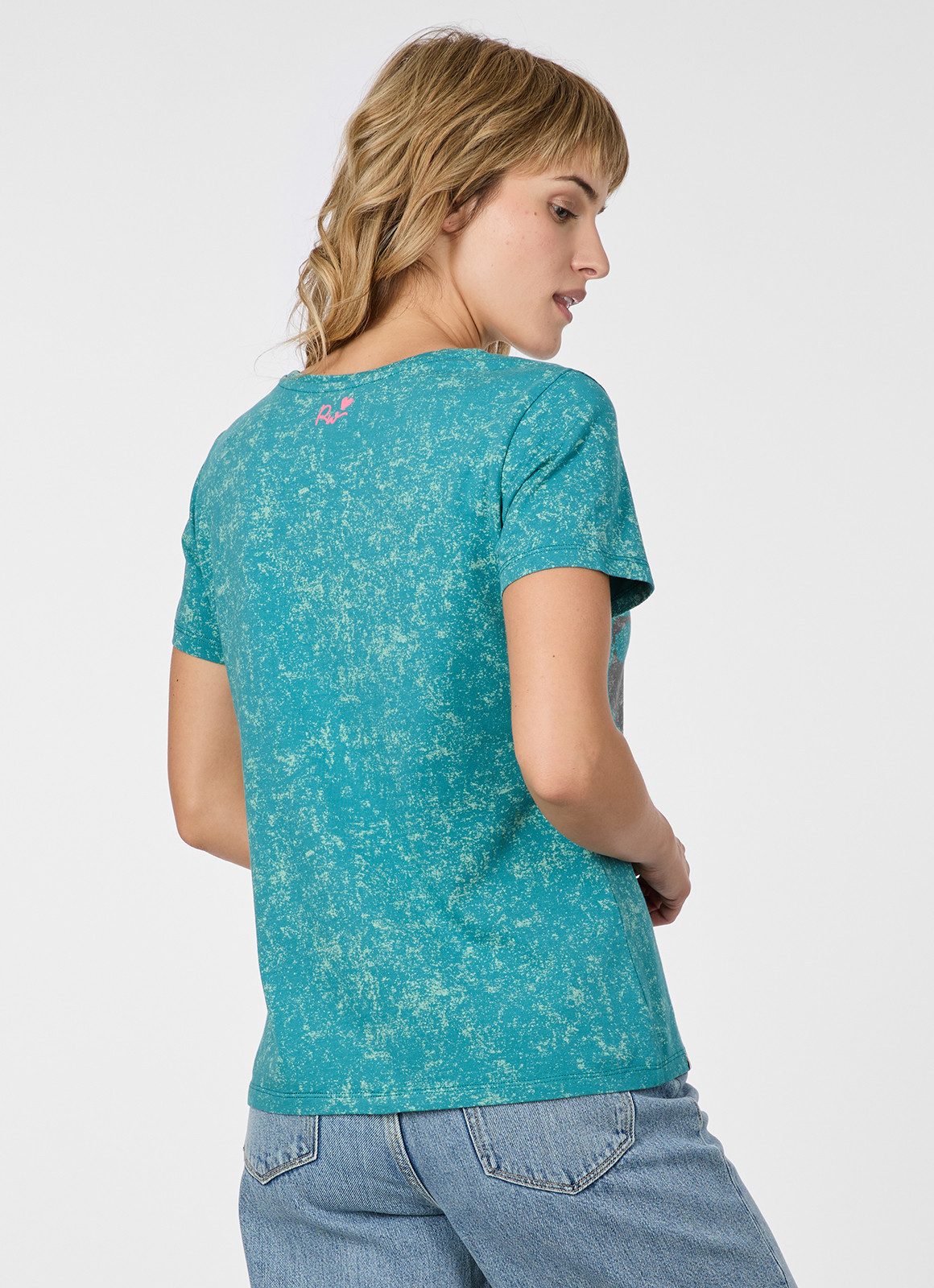 Ragwear Kurzarmshirt MINTTA PRINT Klassischer Fit aus Baumwolle in ausgewaschener Optik mit Herz-Print
