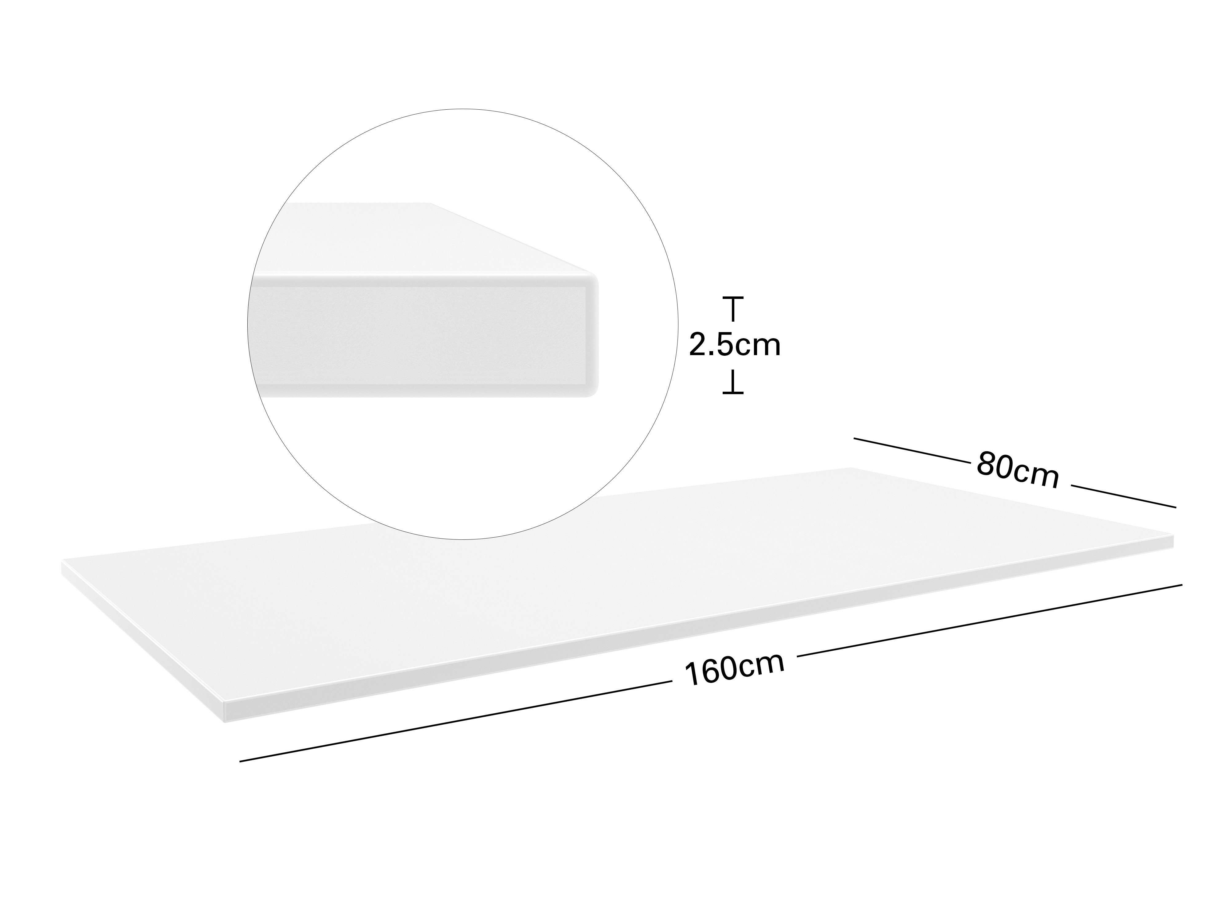 Actiforce Schreibtischplatte 160 x 80 cm / 138 x 67 cm / 80 x 67 cm (Hochwertige Melaminbeschichtete Spanplatte für Schreibtisch, Schreibtischplatte ohne Bohrungen), 25mm starke Arbeitsplatte