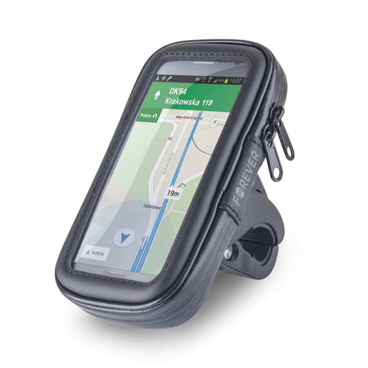 Forever Smartphone-Halterung BH-100, (bis 6,5 Zoll, Wasserdichte Fahrradhalterung mit Touch-Folie und Drehfunktion)