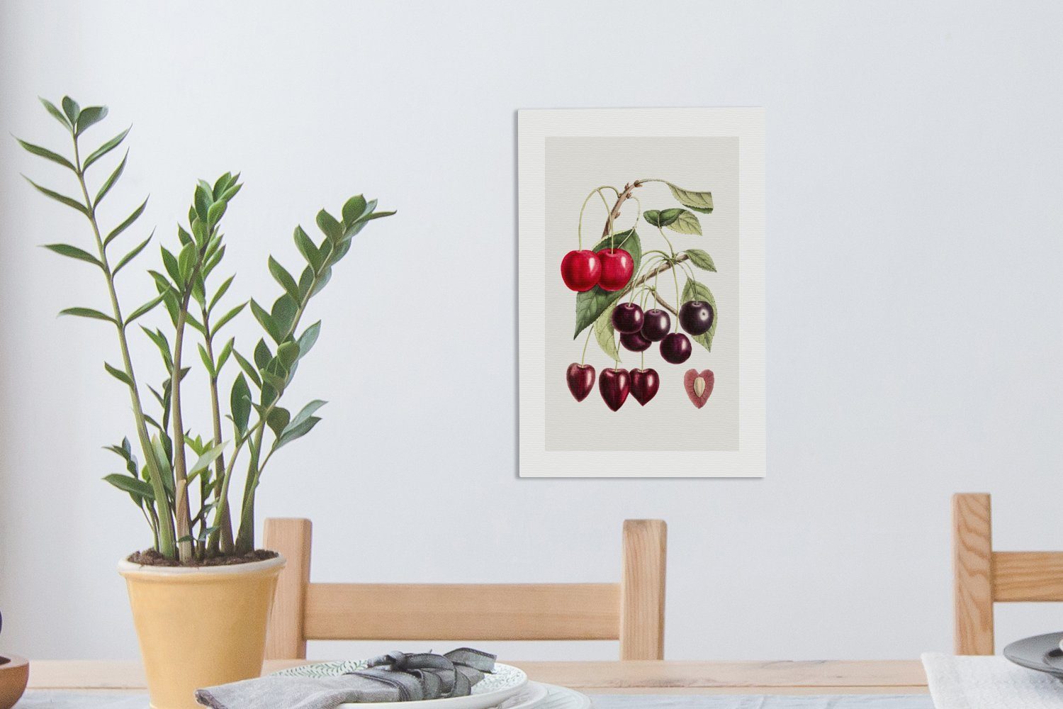 cm Leinwandbild Gemälde, inkl. Lebensmittel Zackenaufhänger, - - fertig bespannt OneMillionCanvasses® 20x30 (1 Kirschen St), Leinwandbild Obst,
