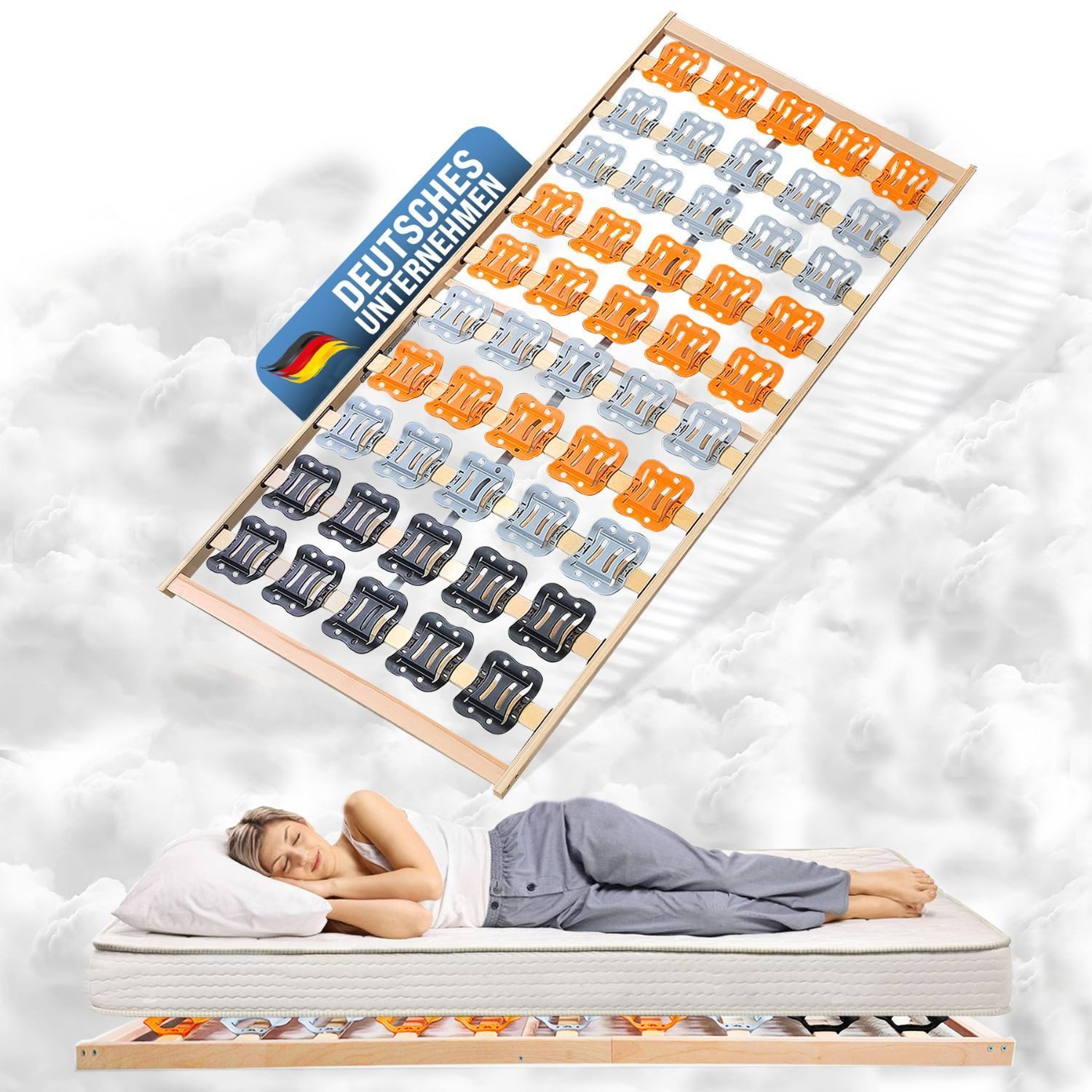 Teiltellerlattenrost CubiFlex, Coemo, Kopfteil nicht verstellbar, Fußteil nicht verstellbar, 140x200 cm perfekte Druckentlastung gesundes Schlafklima Selbstmontage