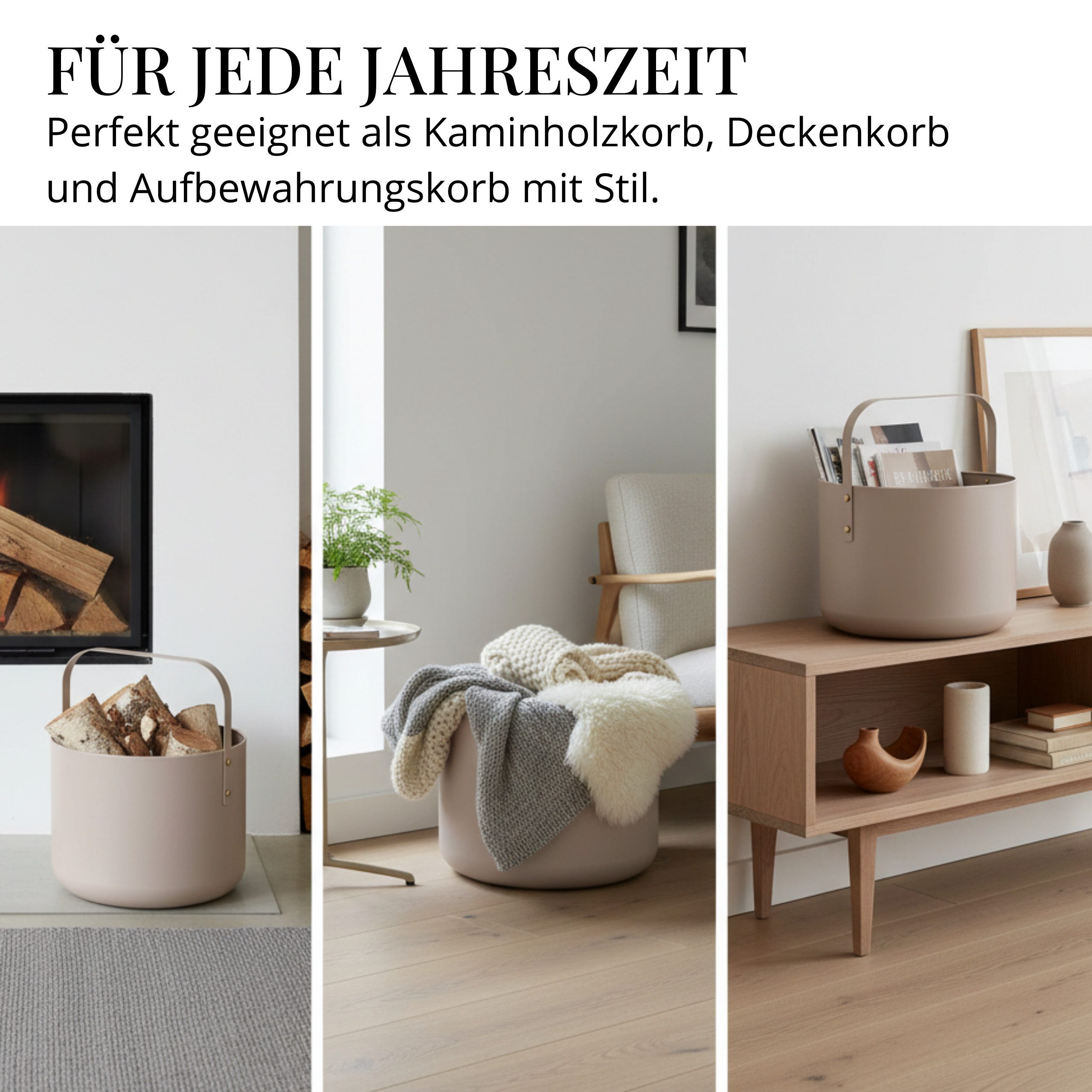LIVLIG Kaminholzkorb Holzkorb Metall, Brennholzkorb, Kaminzubehör, Aufbewahrungskorb, elegantes Design, robustes Metall, stabiler Henkel, vielseitig nutzbar