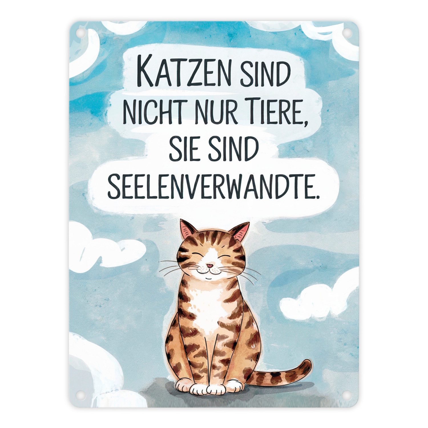 Metallschild Katzen sind Seelenverwandte Metallschild in 15x20 cm