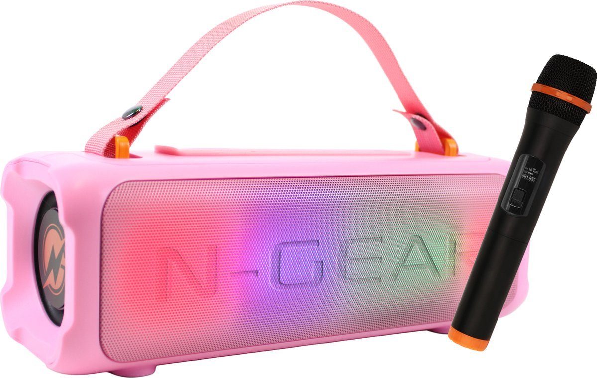 N-GEAR - Blazooka (mit Beleuchtung) Karaoke-Set Bluetooth-Lautsprecher und – 703P Bluetooth-Lautsprecher Mikrofon Tragbarer – Pink