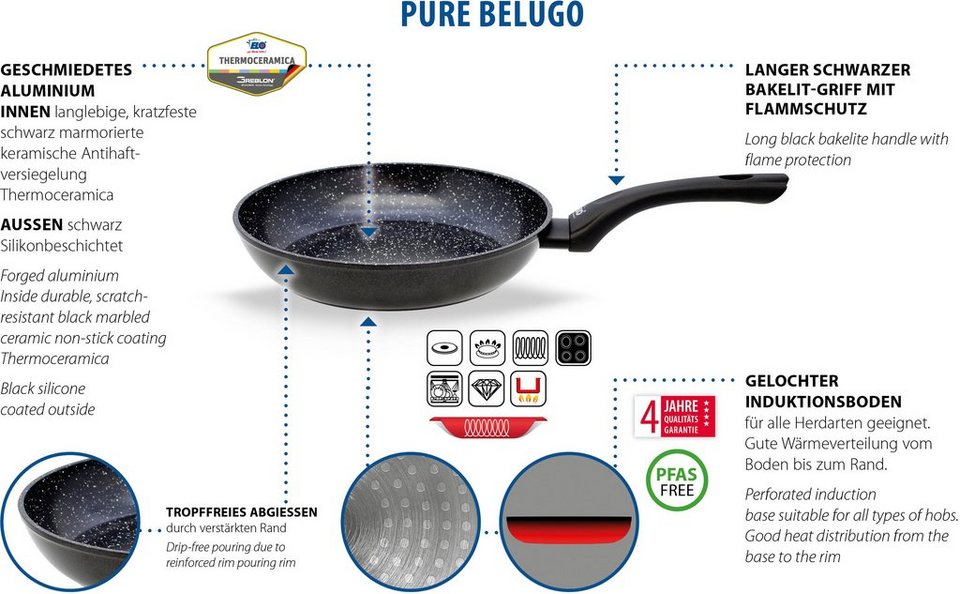 Elo Bratpfanne Pure Belugo, Aluminium (1-tlg), Gelochter Induktionsboden