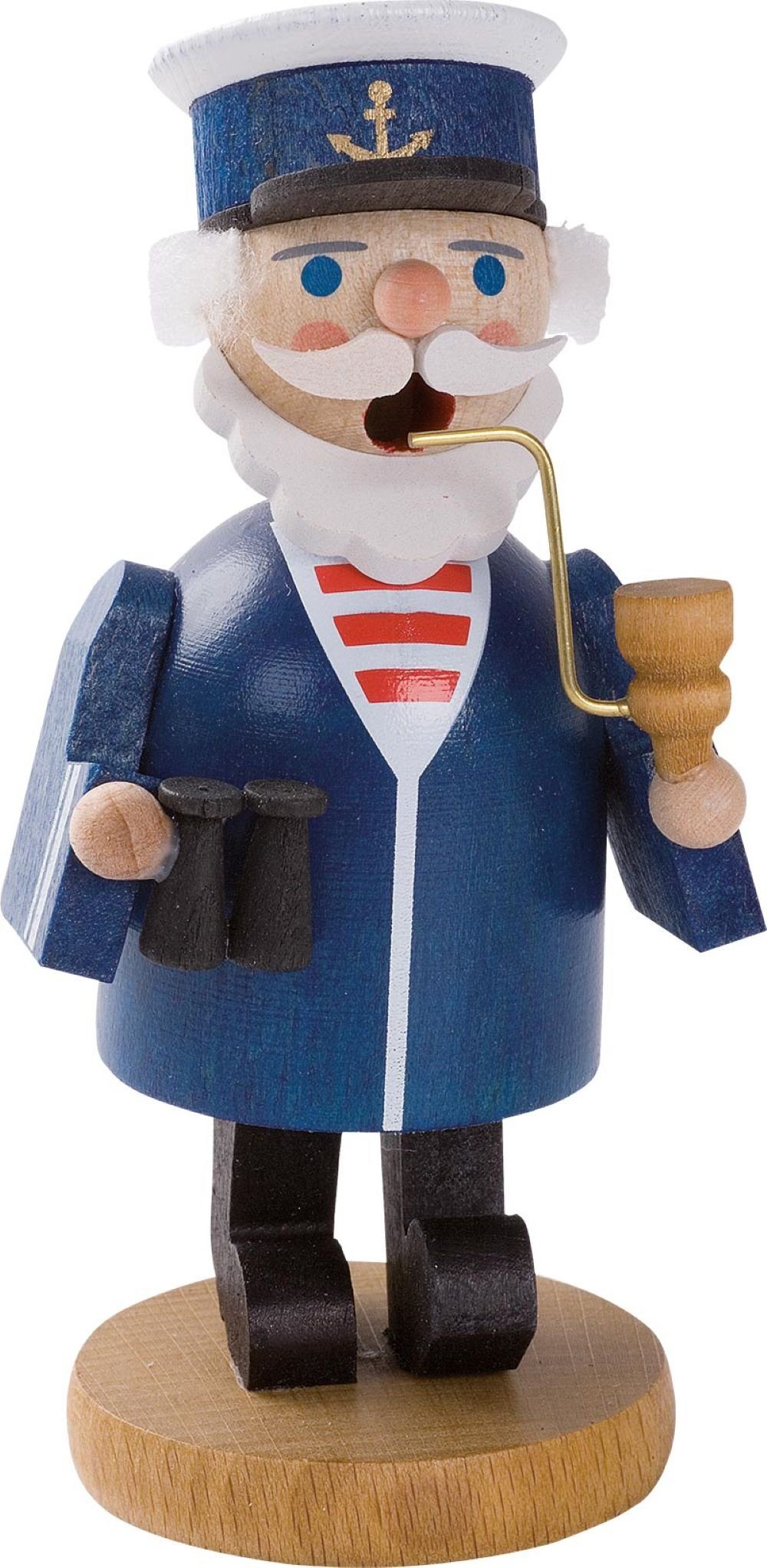 Richard Glaesser Räuchermännchen Minirauchmann Kapitän, Höhe 11cm, Handwerkskunst original Erzgebirge