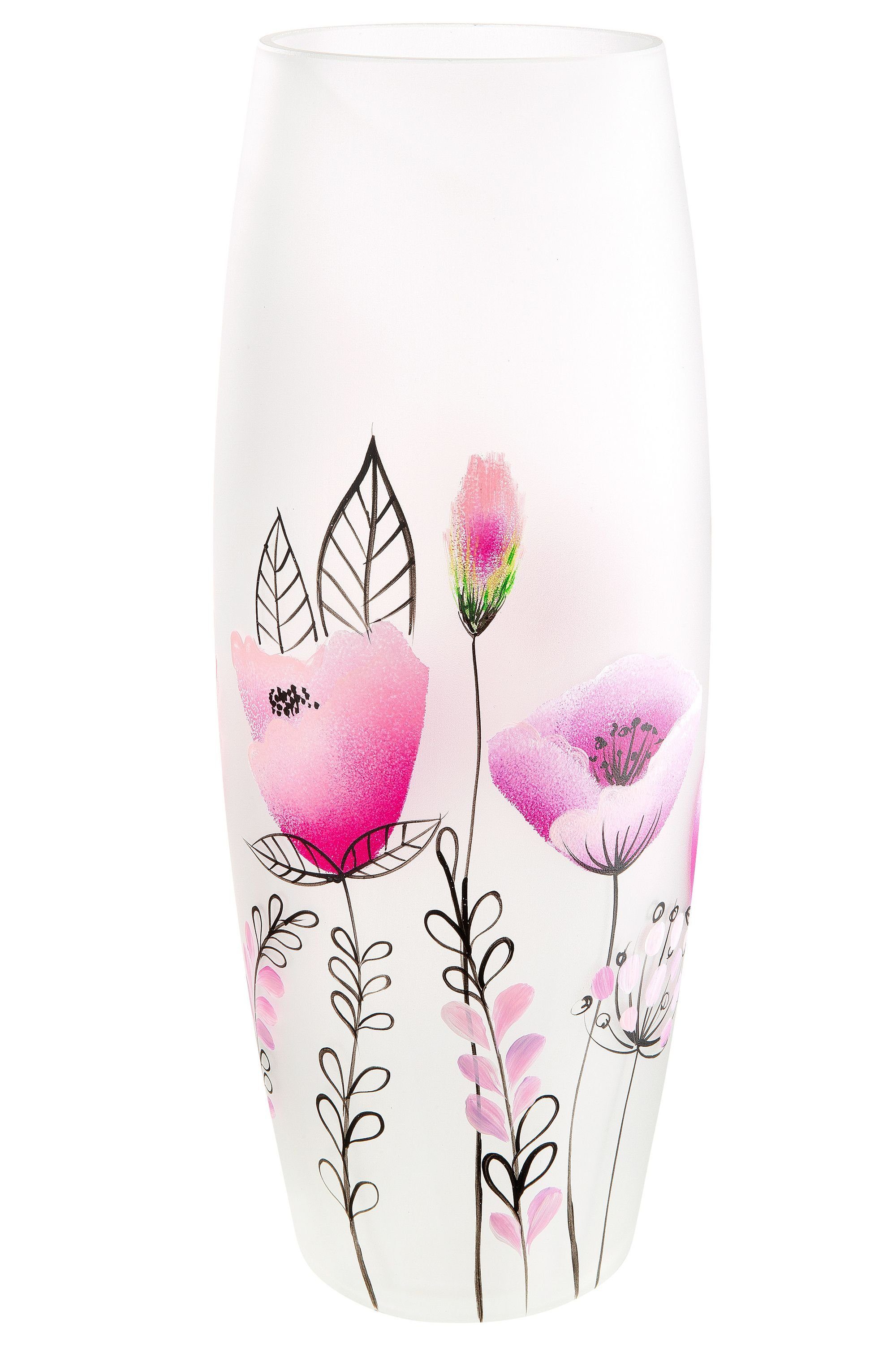 GILDE Dekovase GILDE Vase Flowery - rosa - H. 39,4cm x D. 12cm | Dekovasen