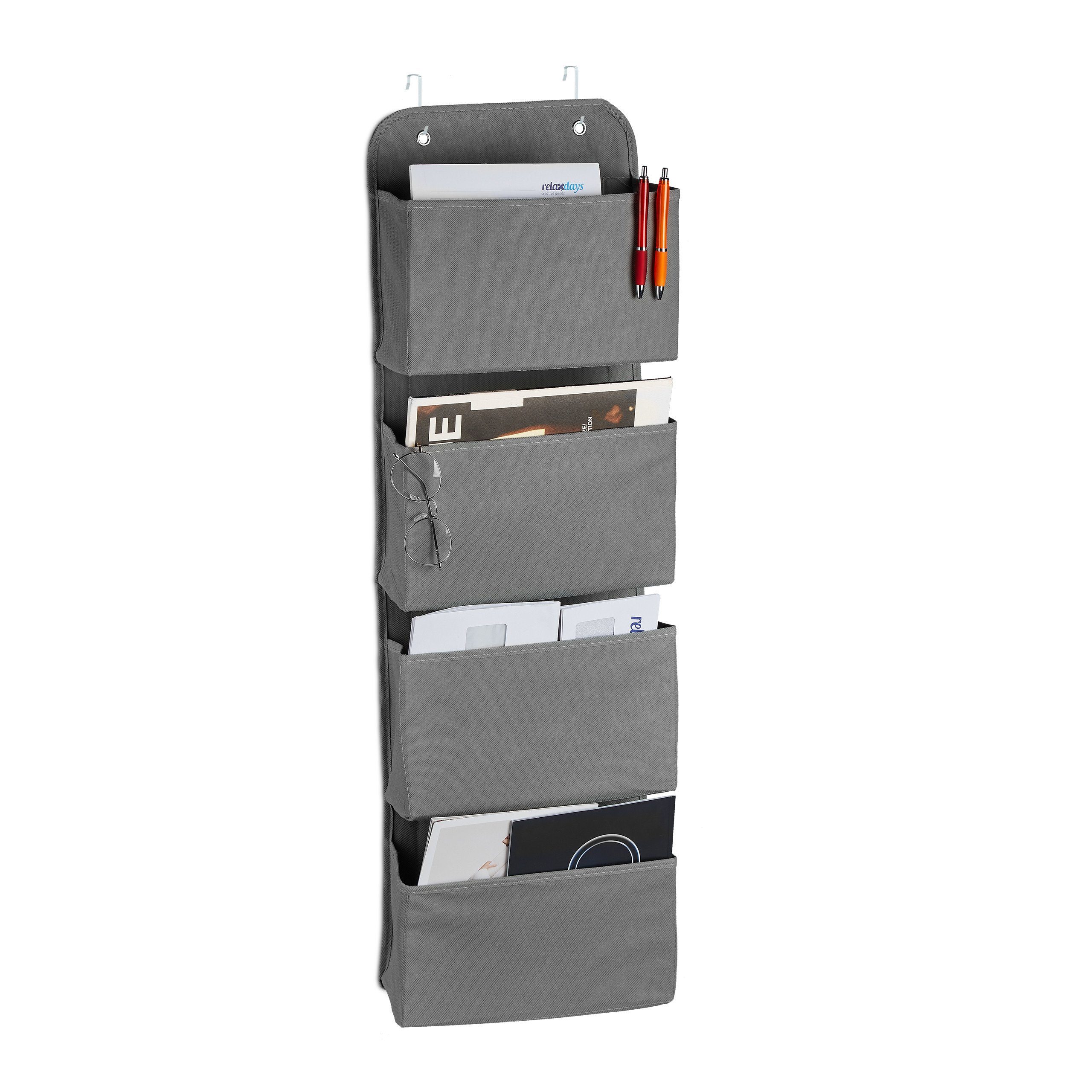 relaxdays Badorganizer Hängeorganizer 4 Fächer (3 St), grau