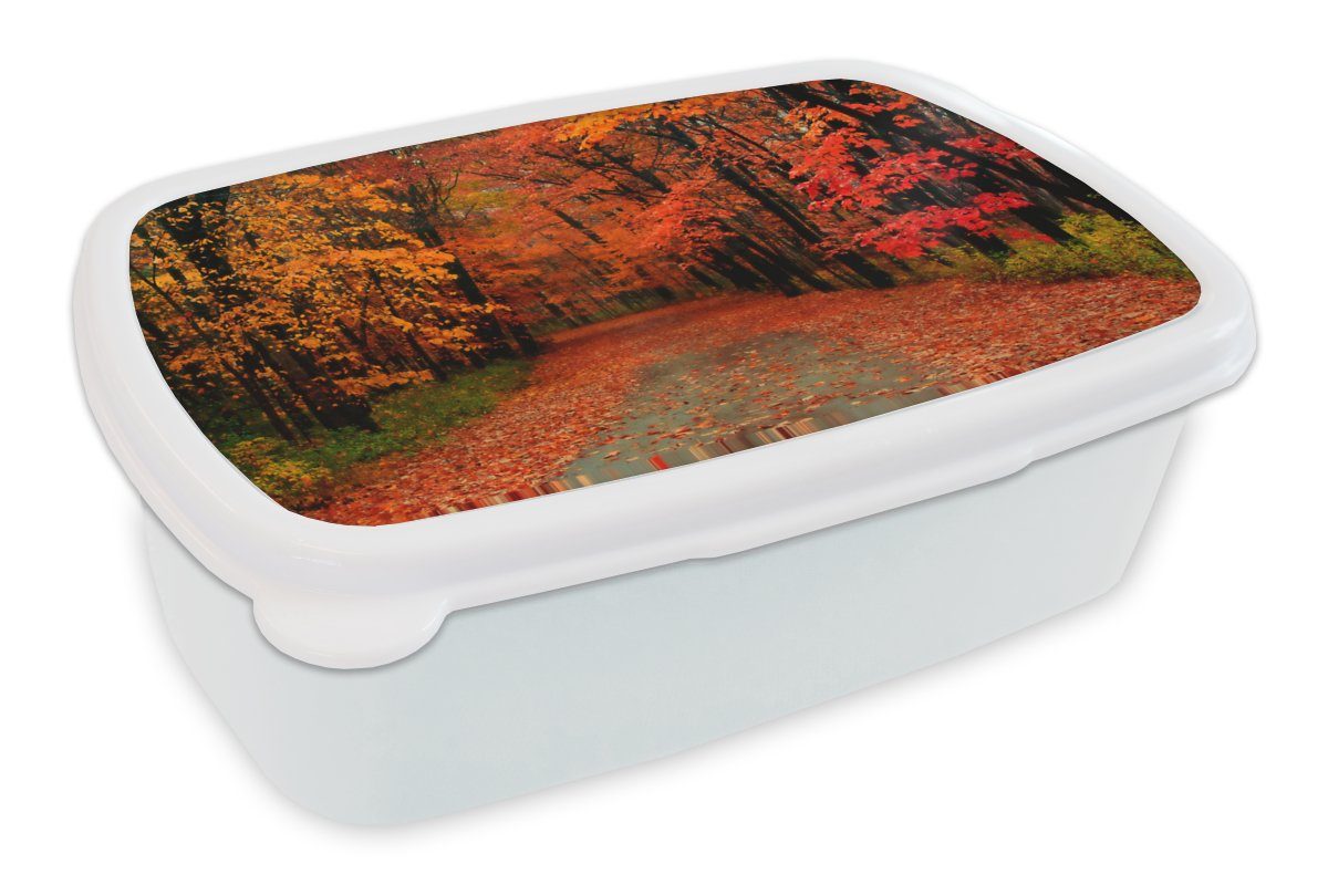 - Kinder Brotdose, und Wald Lunchbox weiß Herbst Erwachsene, und für Brotbox Jungs MuchoWow - für (2-tlg), Laub, Mädchen Kunststoff,