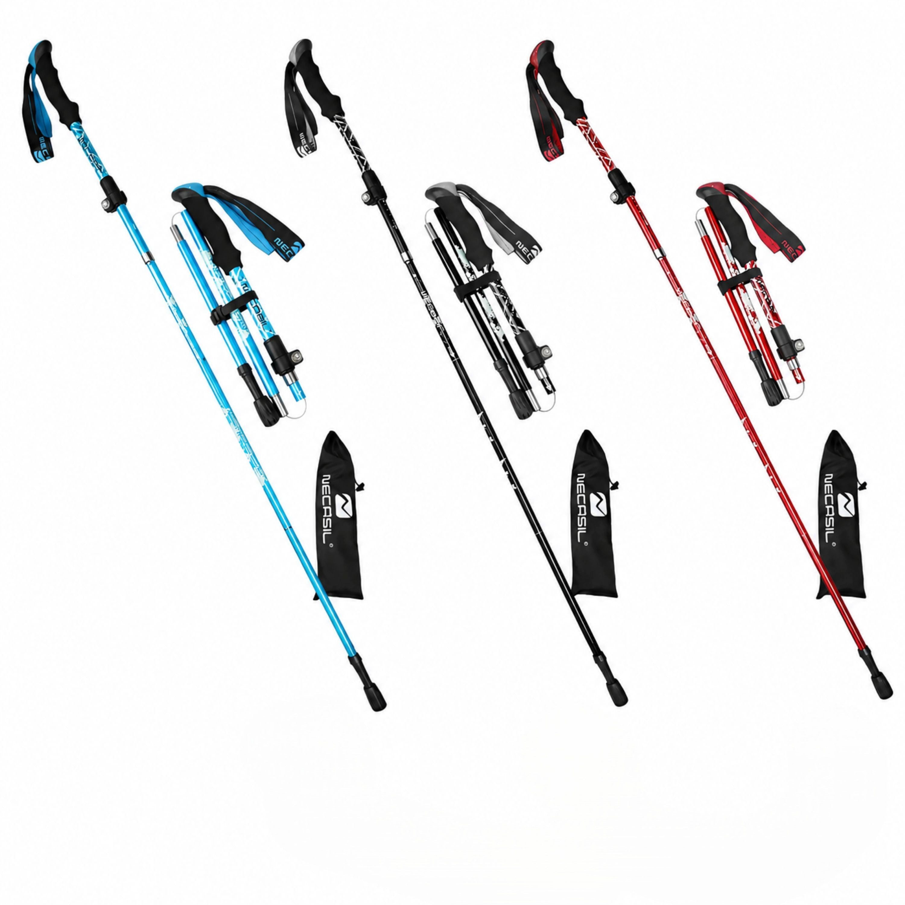 Sport-Knight® Wanderstöcke Wanderstock Faltbar, 1 Paar, ergonomisch, mit Aluminiumlegierung
