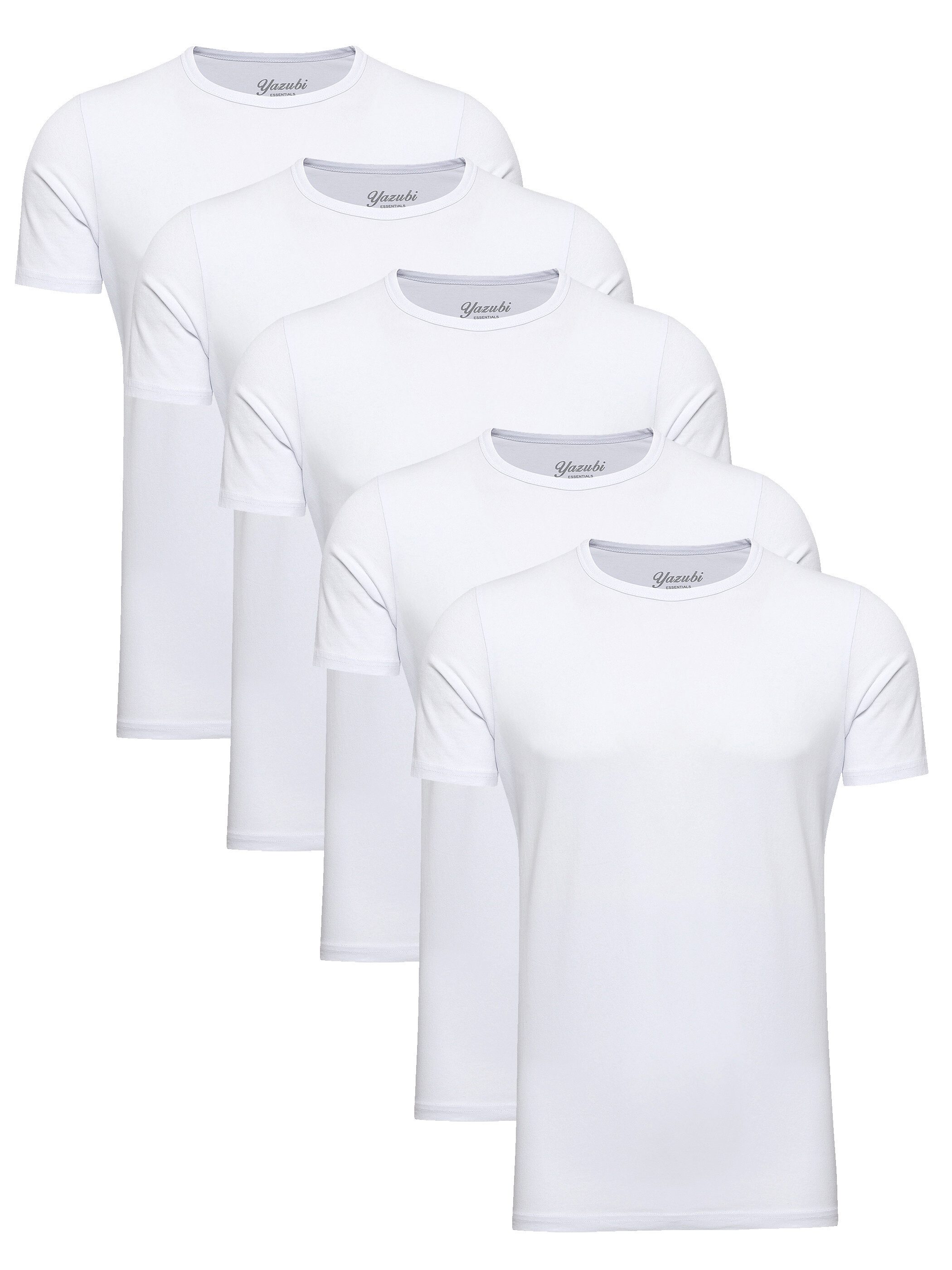 Yazubi T-Shirt 5er-Pack Herren Basic Shirt (Packung, 5-tlg., 5er-Pack) Kurzarm Herren T-Shirt mit Rundhalsausschnitt, unifarben, Rundhals