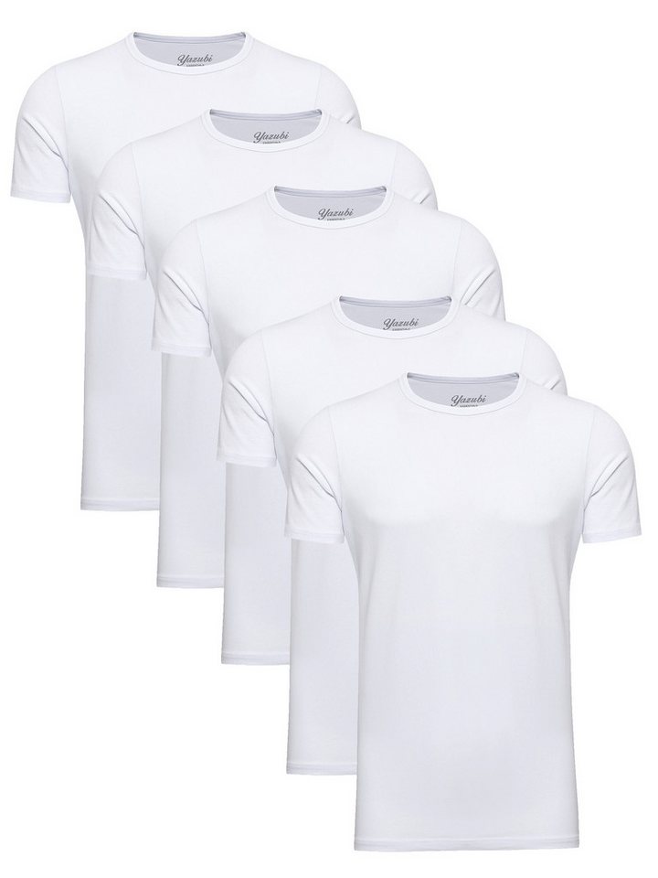 Yazubi T-Shirt Set Herren Basic Regular Fit 5er-Pack (Packung, 5-tlg., 5er-Pack) Baumwolle mit Stretch, Rundhals, Kurzarm, Unterziehshirt, weich