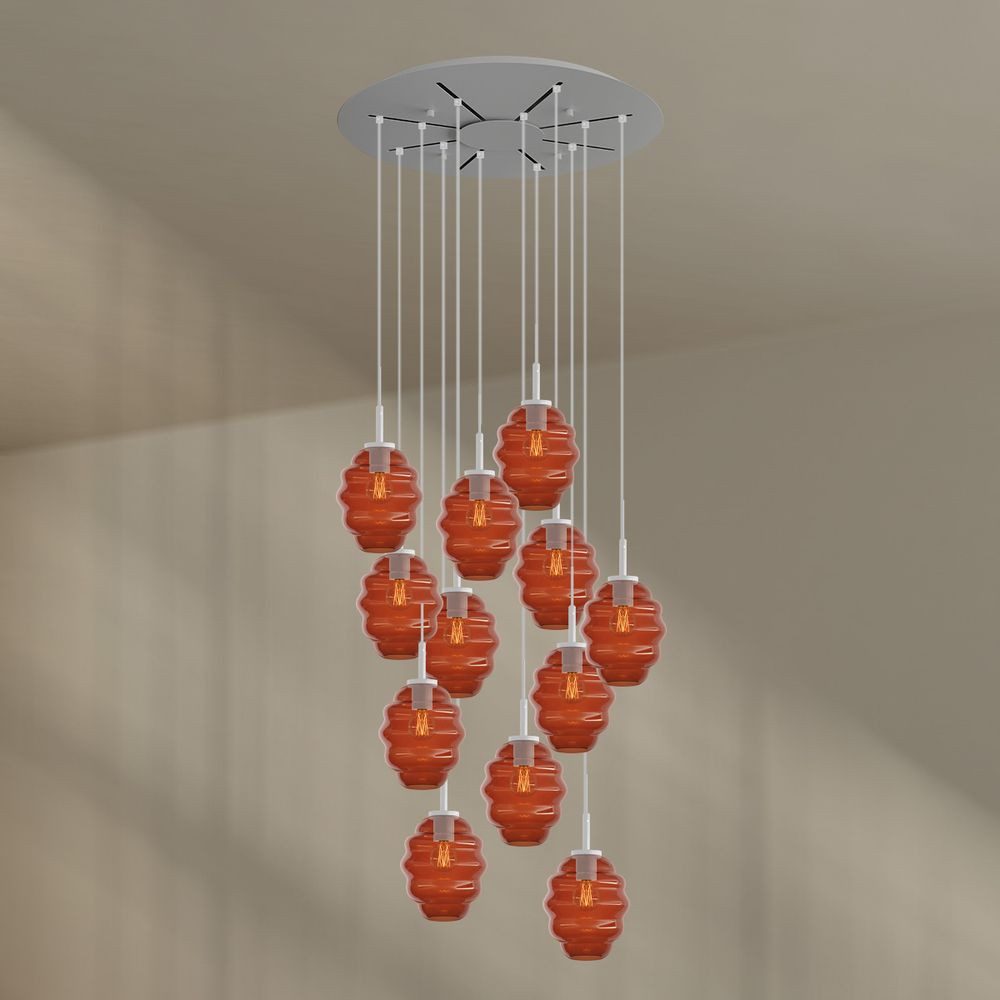 s.luce Pendelleuchte Echos Galerieleuchte 12-flg Ø 80cm Baldachin Ø 18cm Braun