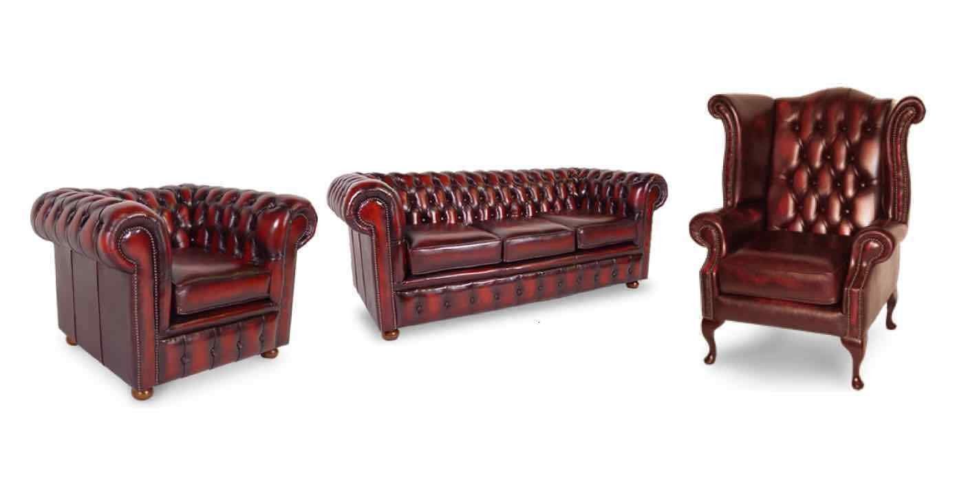 Europe + Neu Klassisches Ohrensessel Set Sitzer Made Sofa in JVmoebel Rot, Chesterfield 3+1 Sofa