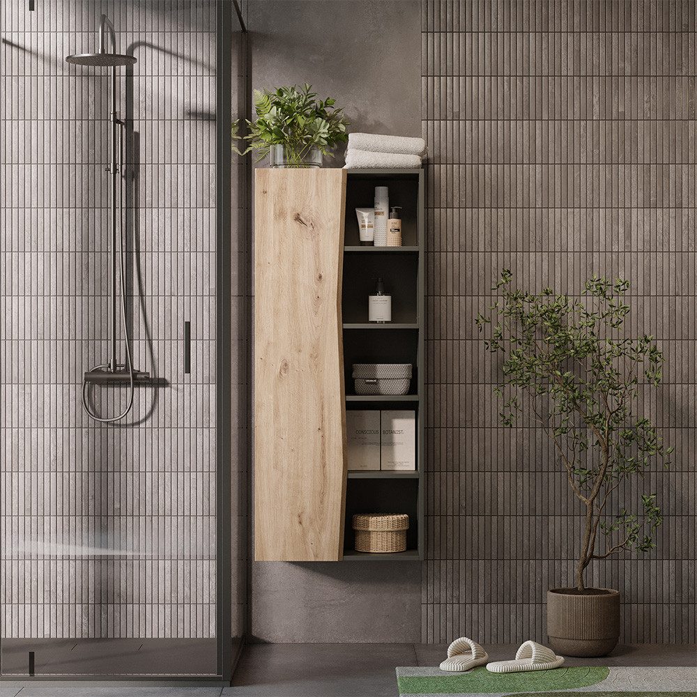 Vicco Hochschrank Willow, Artisan Eiche/Anthrazit, 56 x 130 cm mit 5 offenen Fächern (1-St)