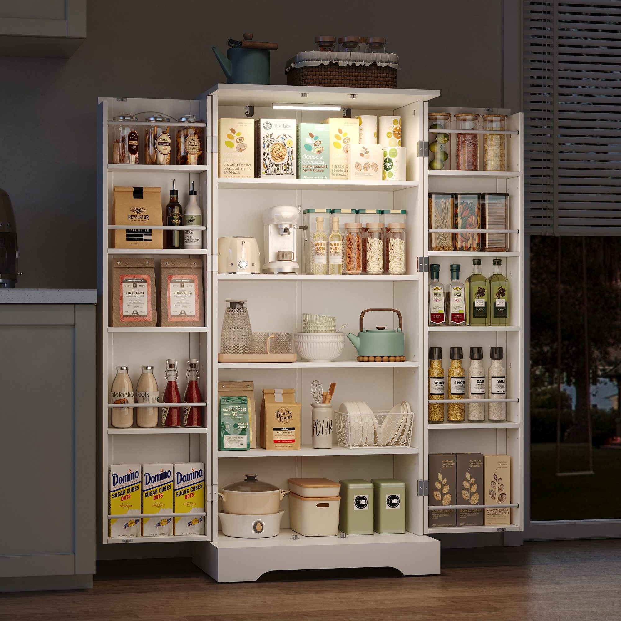 OKWISH Sideboard Modernes Küchenschrank (mit LED-Sensorleuchte, höhenverste günstig online kaufen