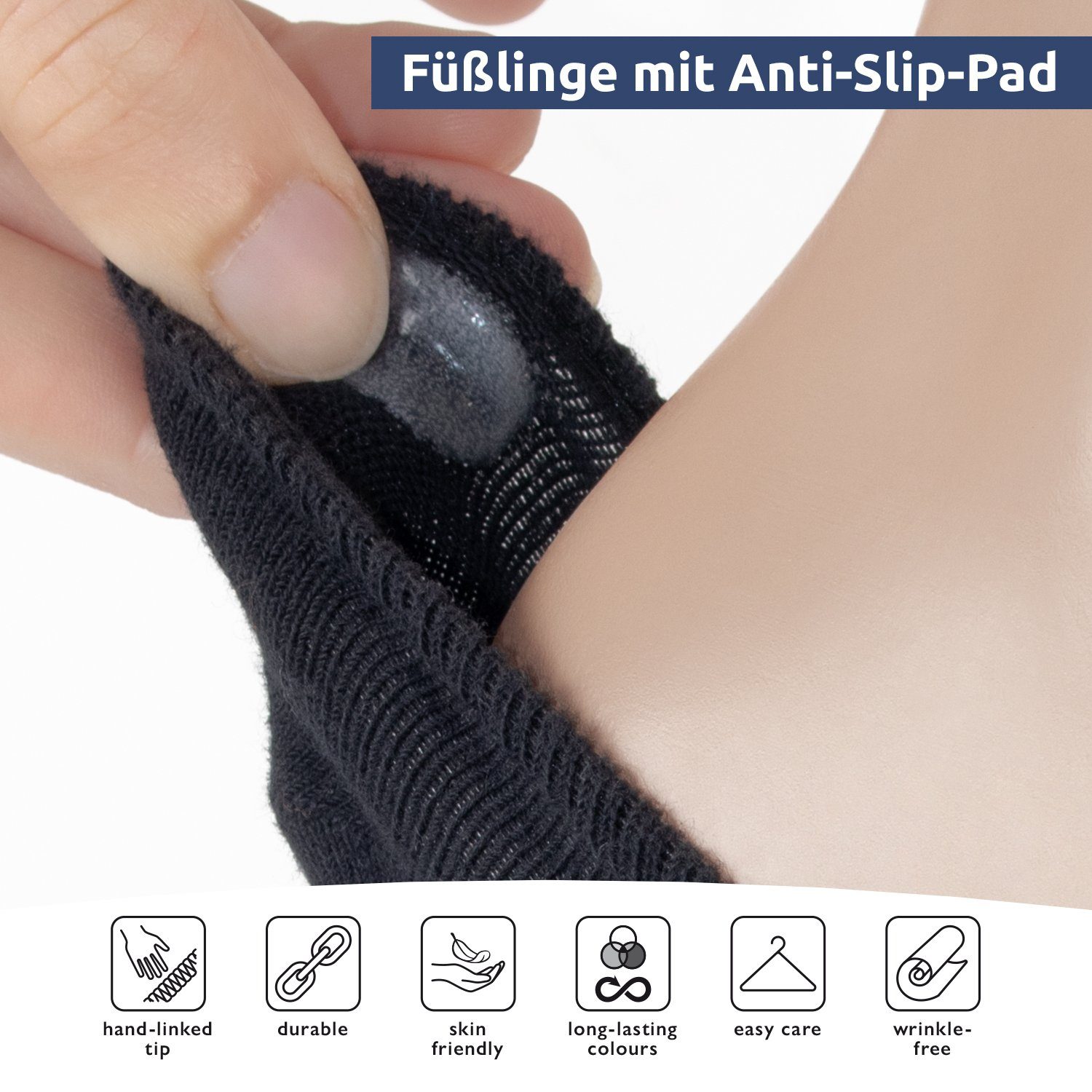 für 6 it! mit Footstar - Anti-Slip Damen Sneakersocken Herren Paar Füßlinge & Sneak Weiß