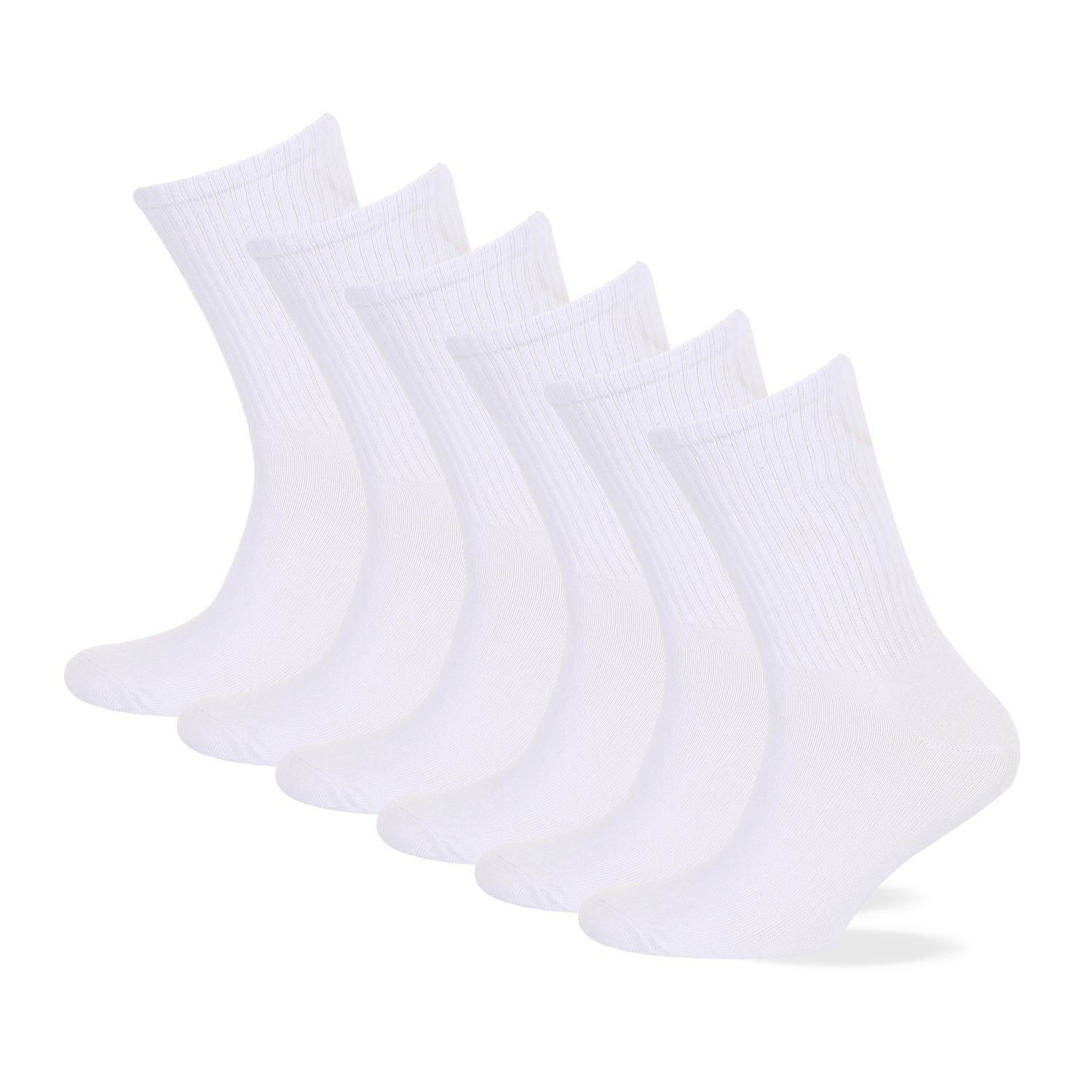 Qotton Tennissocken Qotton Tennissocken Herren & Damen (6x Paar) Sportsocken gekämmte Baumwolle Laufsocken nachhaltig lange Socken atmungsaktiv Weiß