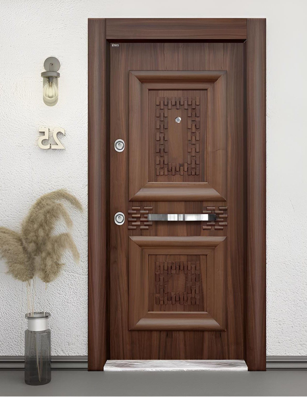 Xlmoebel Haustür Braune Robuste Designer Hoteltür Eingangstür Haustüren, Made in Europa