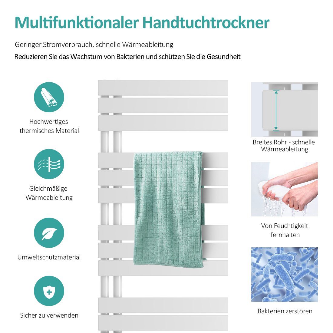 EMKE Badheizkörper Flach Paneelheizkörper Handtuchtrockner, 684W für 7qm Ra günstig online kaufen