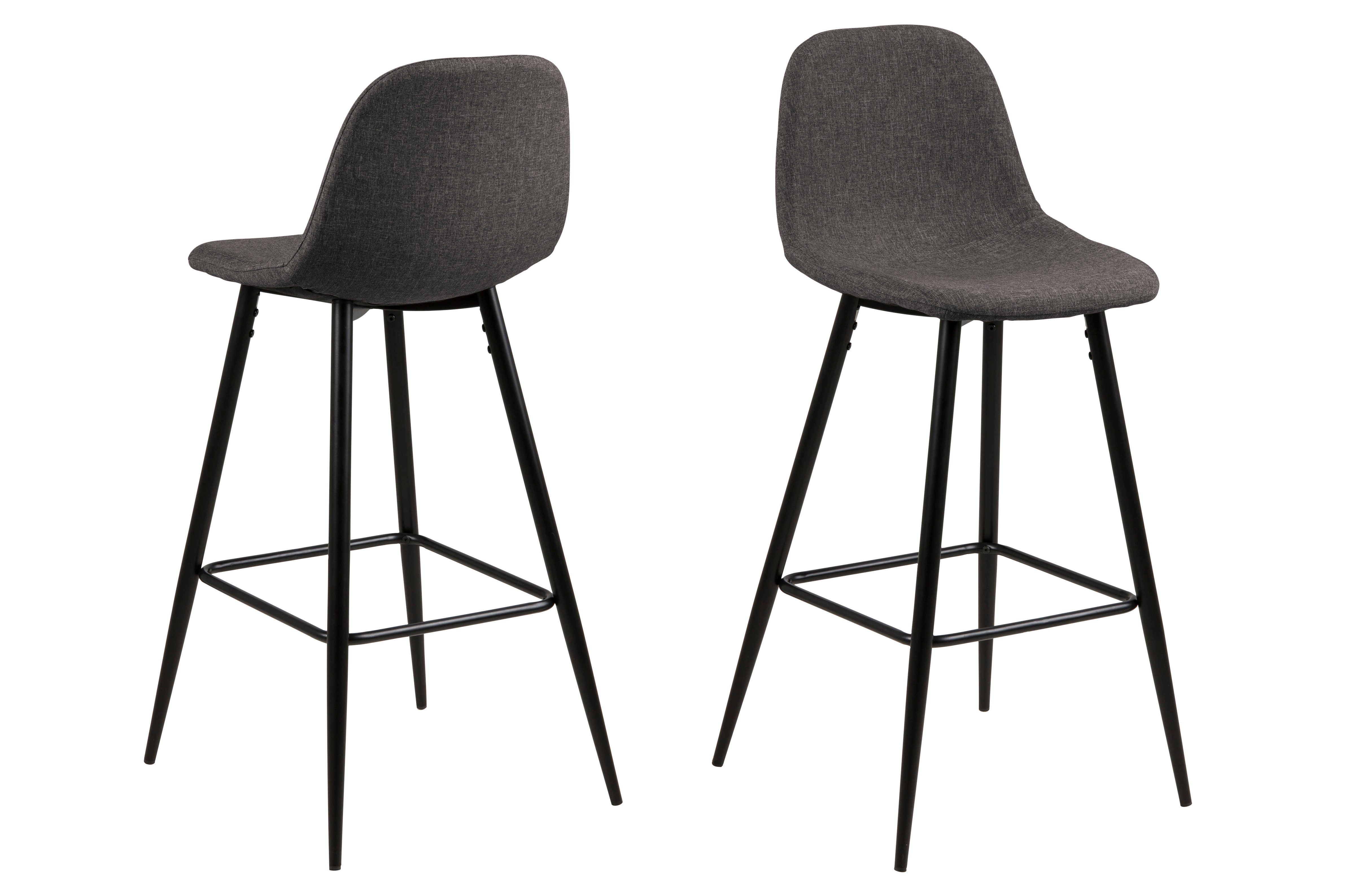 Barhocker 2er Set Willy Barhocker grau, Metall schwarz.