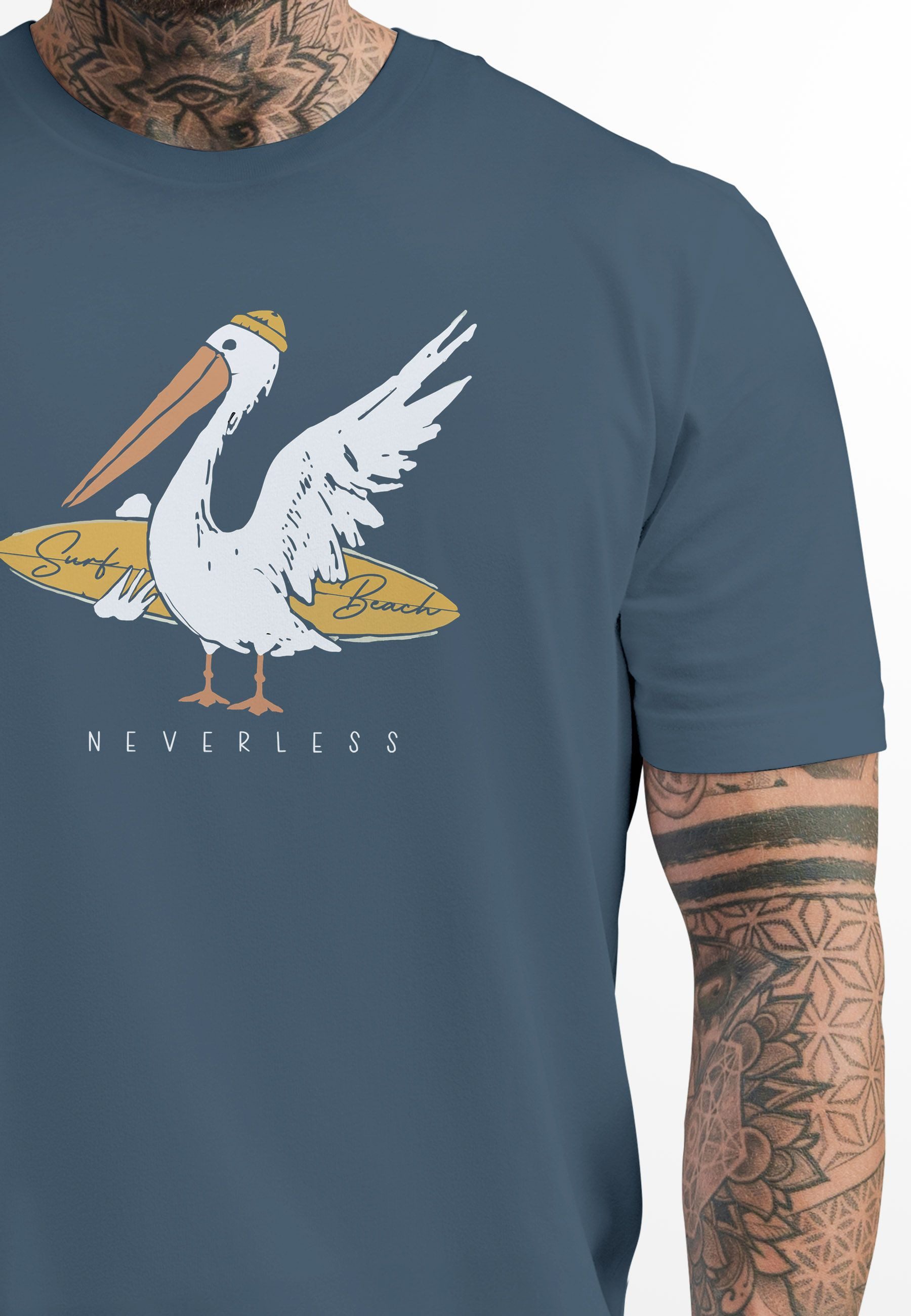 Neverless Print-Shirt Herren T-Shirt Pelikan Print günstig online kaufen
