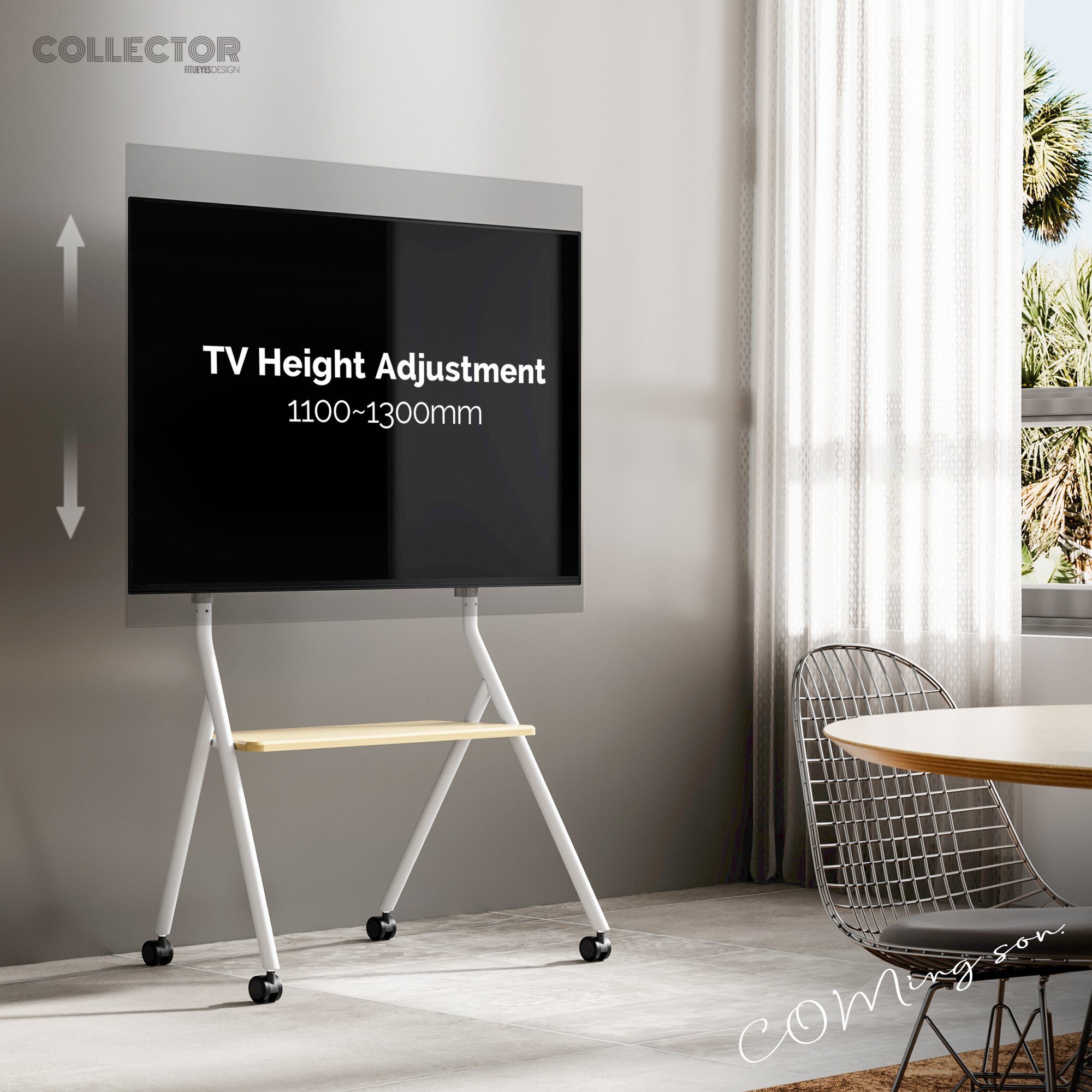 FITUEYES TV-Ständer, (bis 78,00 Zoll, Rollbar) Mobiler Weiß TV Stand