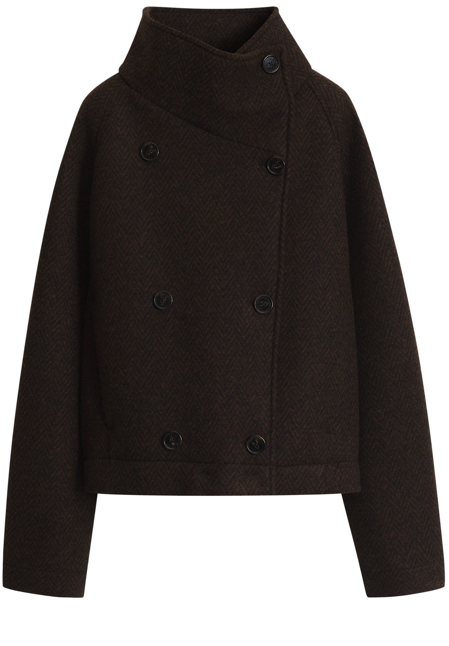 BOSS ORANGE Kurzmantel Calola mit Fischgratmuster (1-tlg)