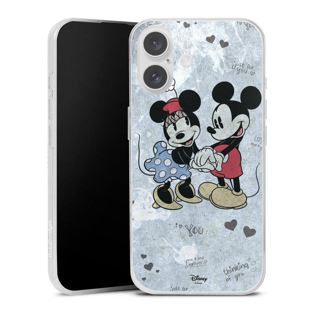 DeinDesign Handyhülle Disney Mickey & Minnie Mouse Vintage Mickey&Minnie In Love, Apple iPhone 16 Slim Case Silikon Hülle Ultra Dünn Schutzhülle