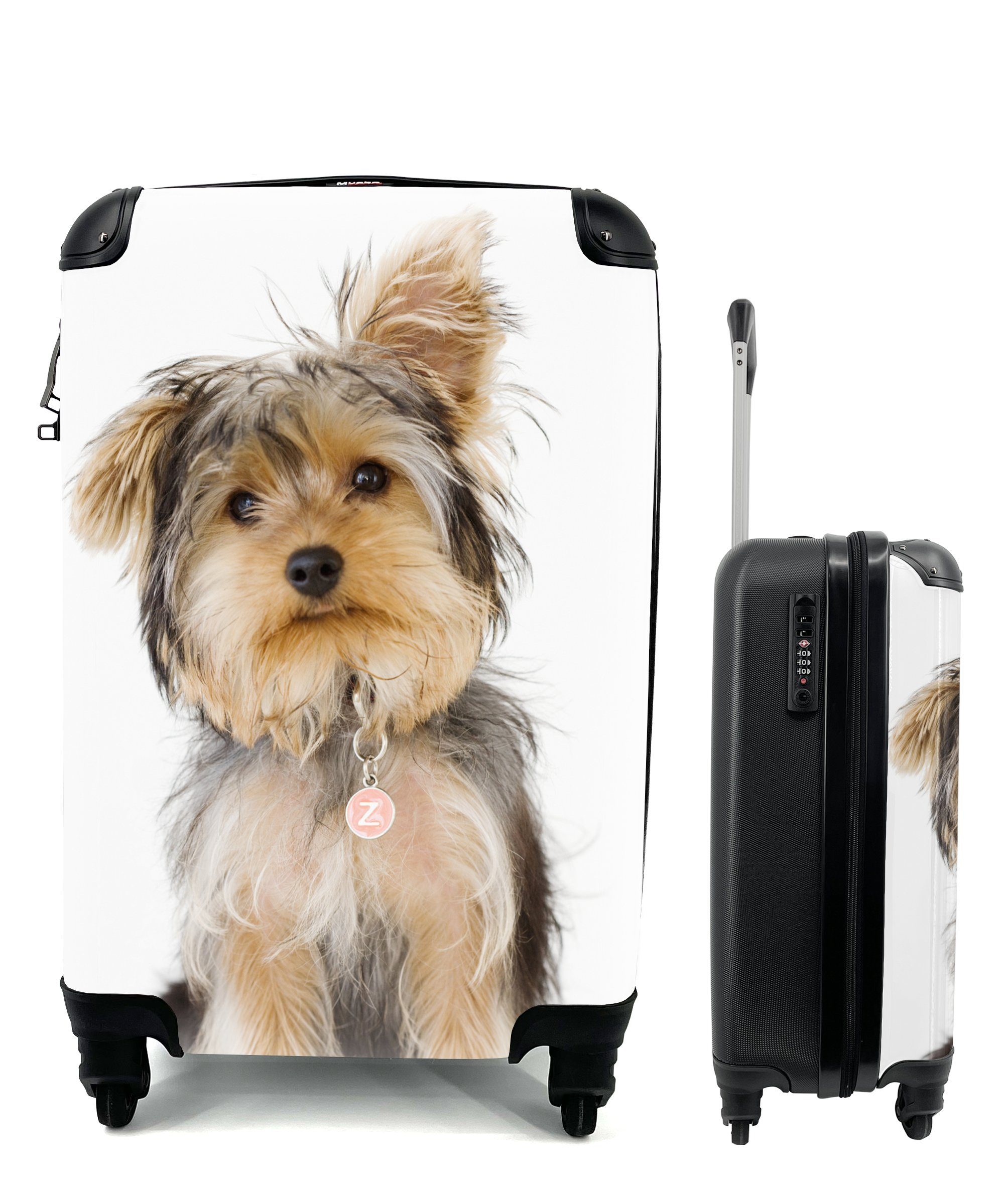 MuchoWow Handgepäckkoffer Porträt eines Yorkshire-Terriers, 4 Rollen, Reisetasche mit rollen, Handgepäck für Ferien, Trolley, Reisekoffer