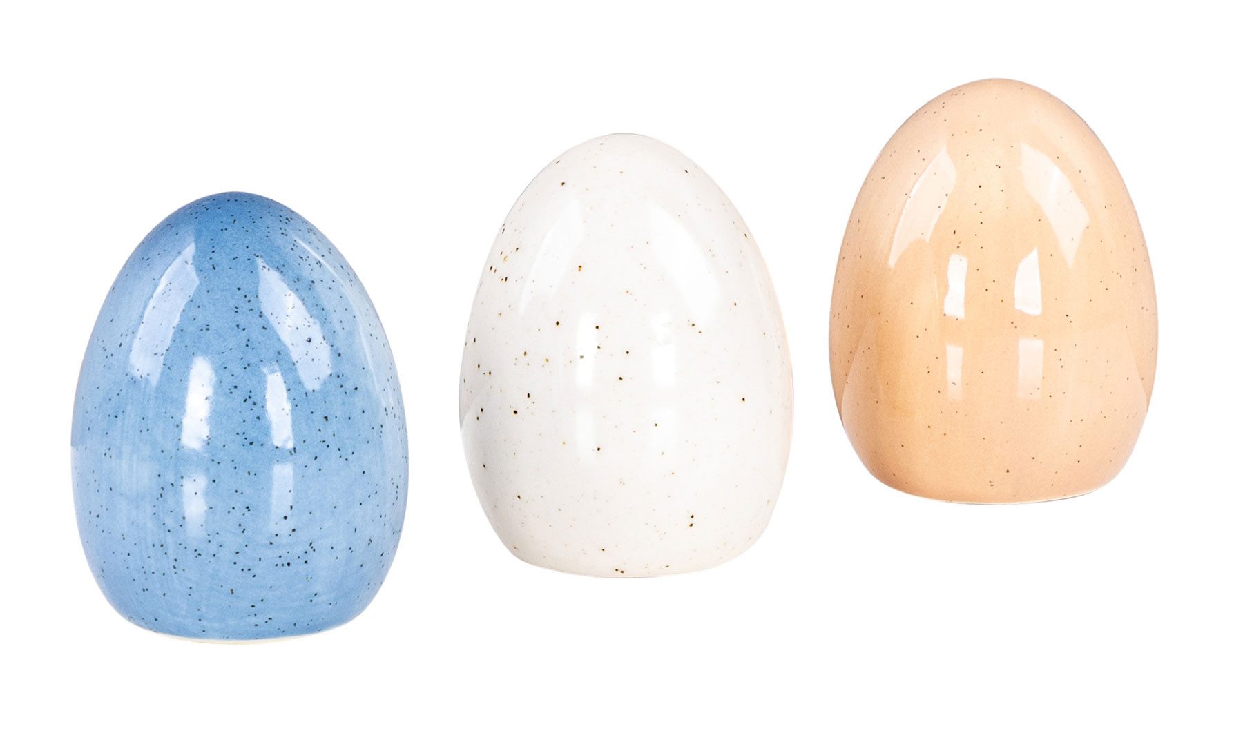 Levandeo® Dekoobjekt 3er Set Deko-Eier Porzellan Blau Creme Beige Osterdeko Ostereier Tisch