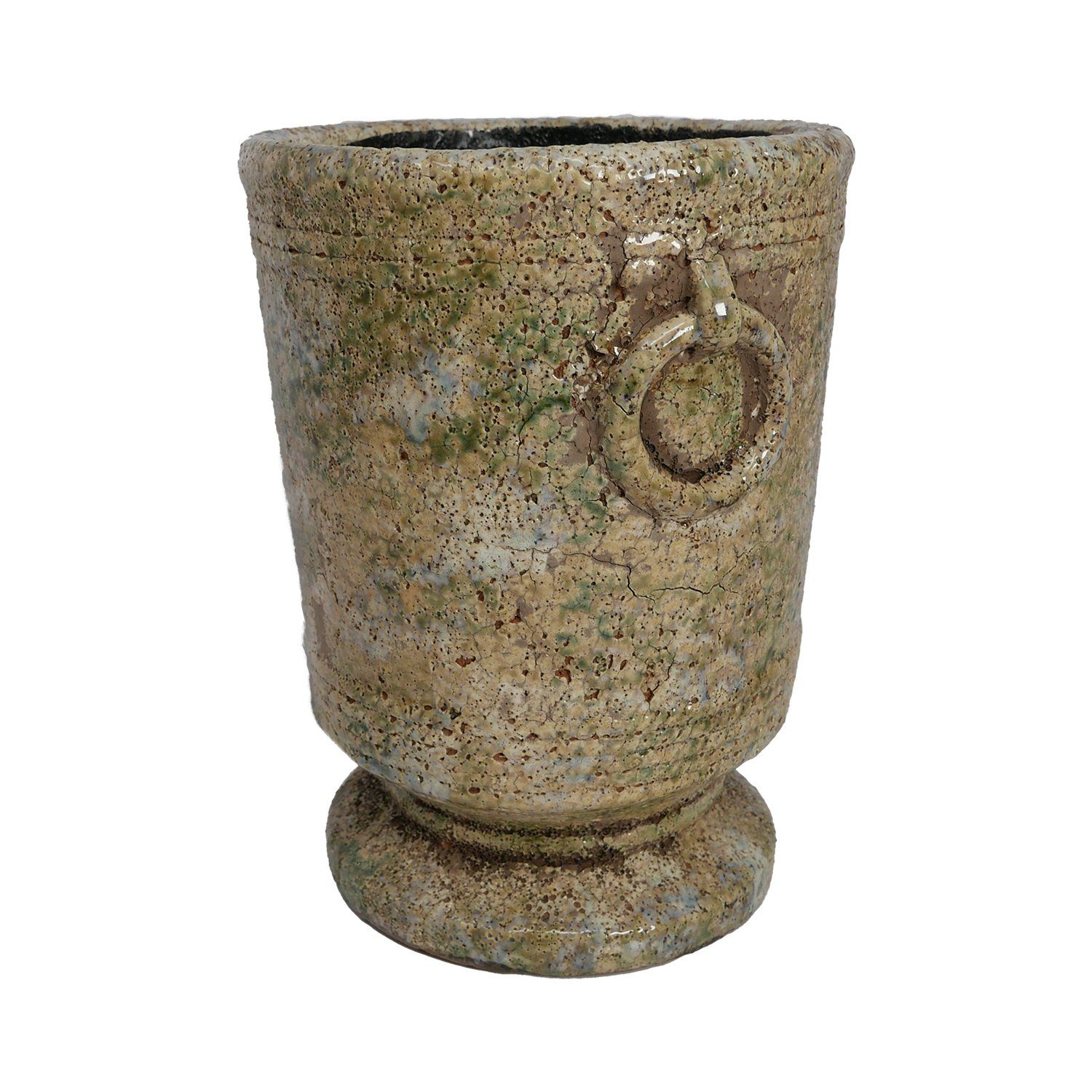 B&S Pflanzkübel Blumenkübel Vase Pokal im Antik Shabby Steinoptik H x Ø: 17.5 x 12 cm | Pflanzkübel