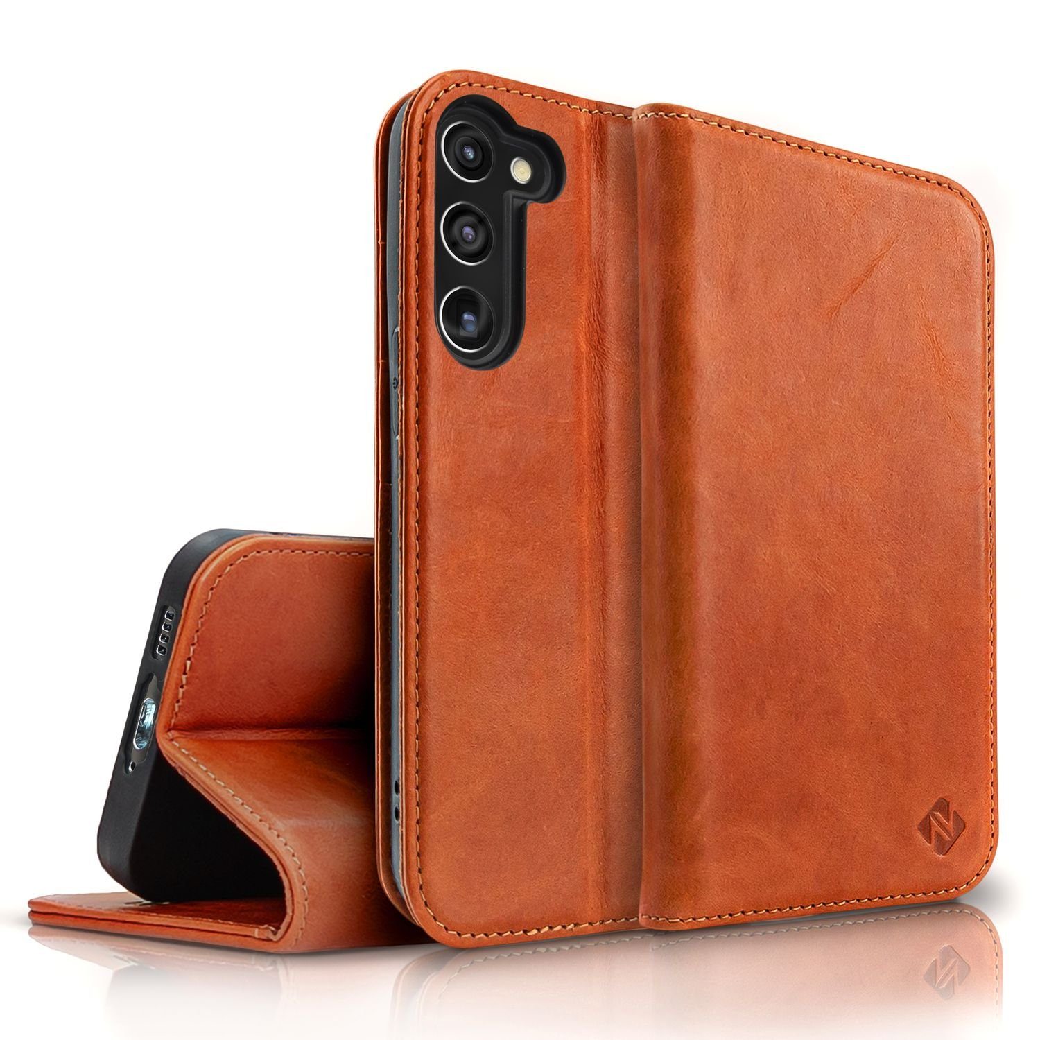 Nalia Flip Case Samsung Galaxy S23 Plus, Echt Leder Flip Case Hülle / Magnetverschluss / Premium Leather Case