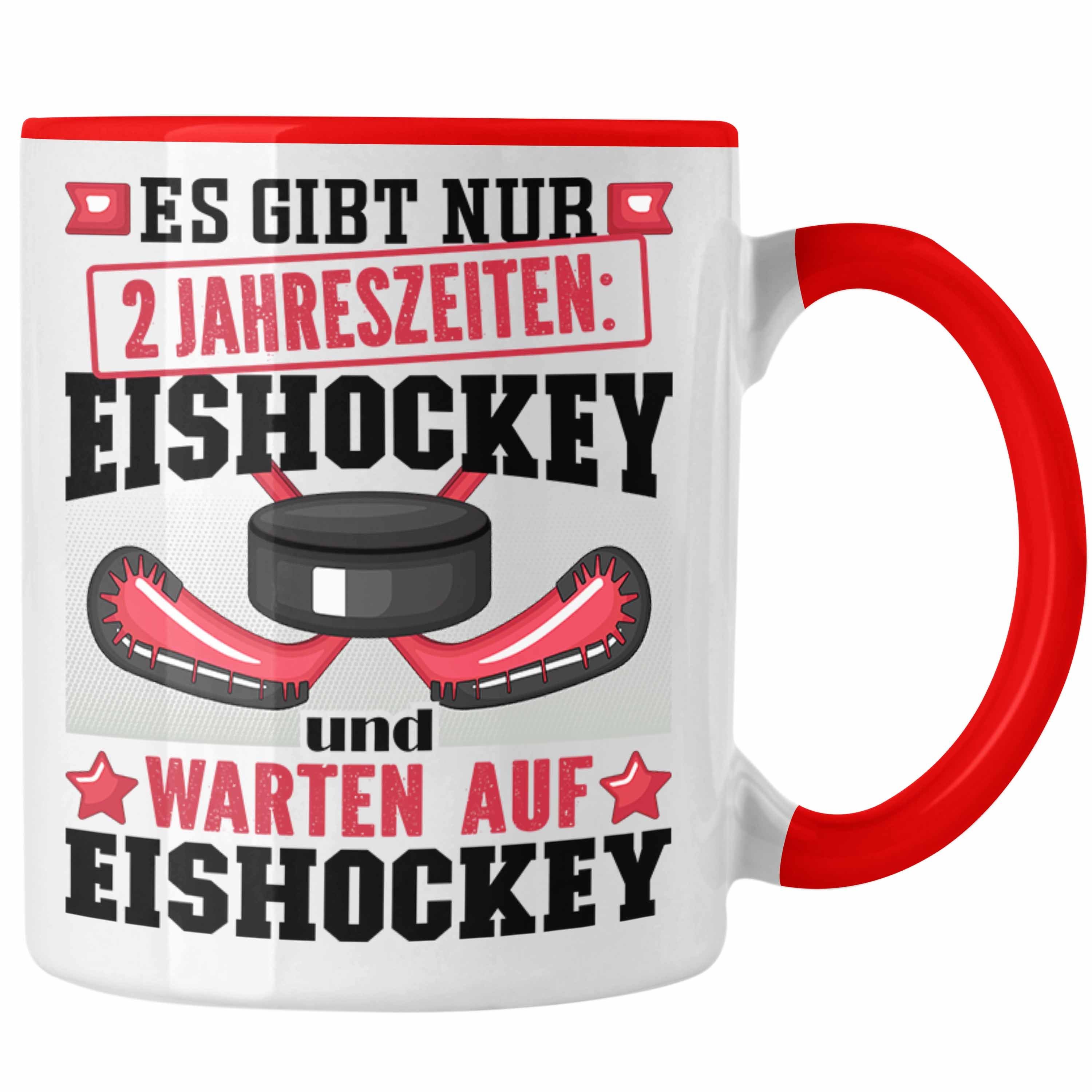 Trendation Tasse Eishockey Tasse Geschenk für Eishockey-Spieler Geschenkidee 2 Jahresze Rot