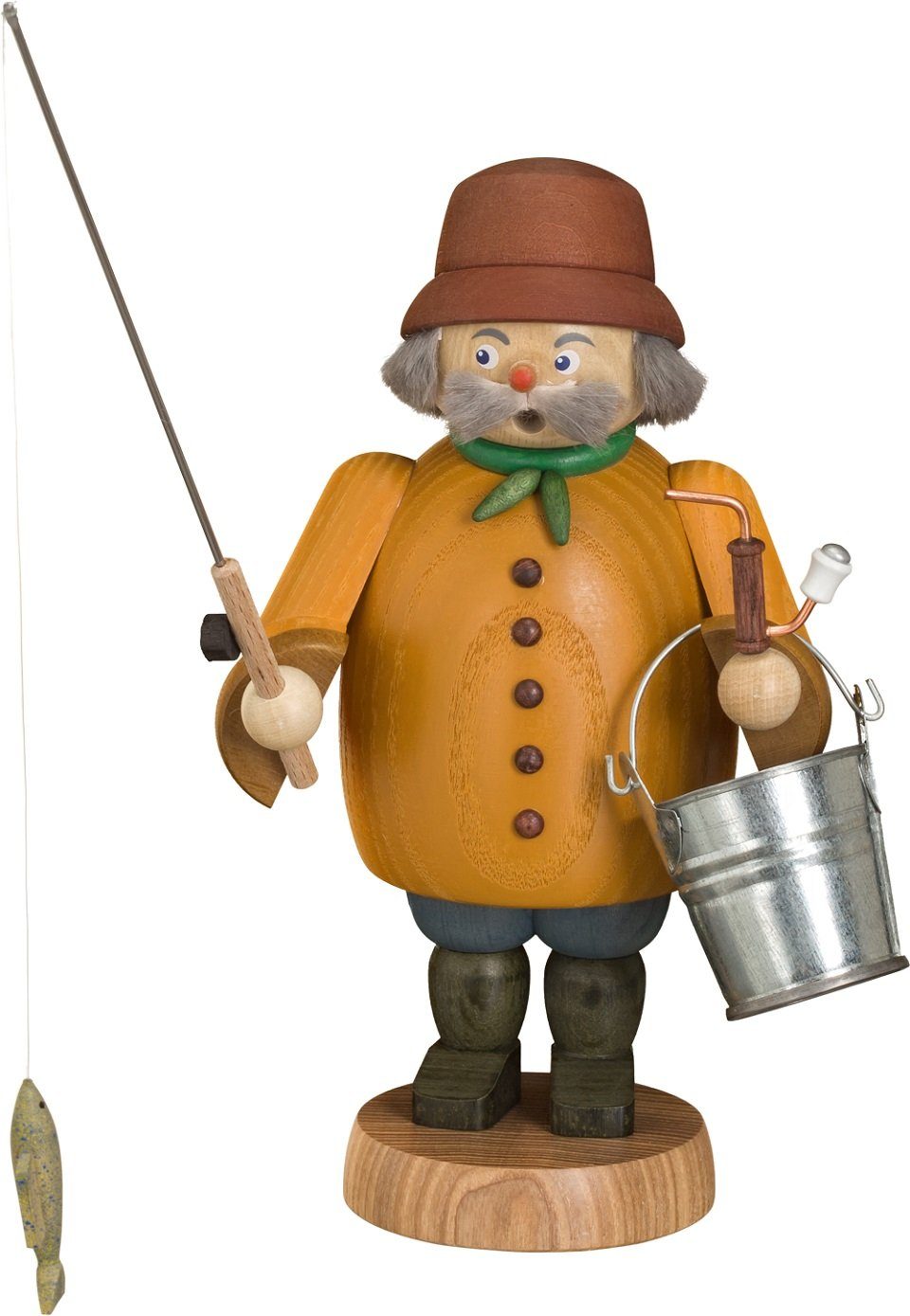 Seiffener Volkskunst Räuchermännchen Räuchermann Angler, (1 St), Handarbeit aus dem Erzgebirge