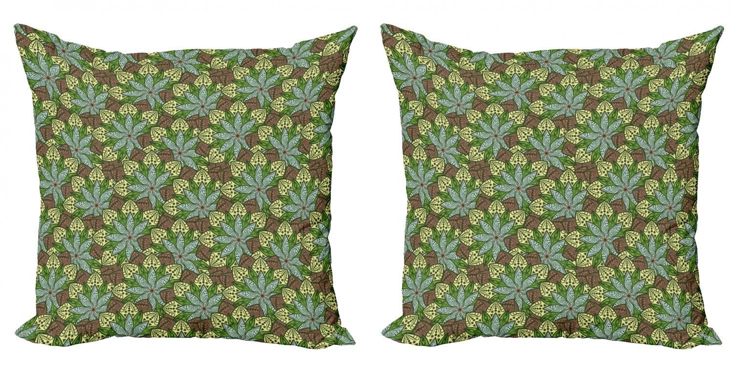 Stück), (2 Accent Digitaldruck, Abakuhaus Kissenbezüge Blumen Modern Mandala-Muster Doppelseitiger