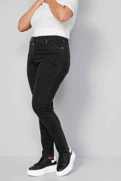 MIAMODA Röhrenjeans Jeans Slim Fit Animalprint 5-Pocket