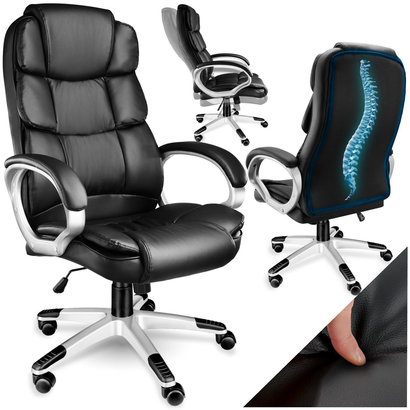 tectake Chefsessel Bürostuhl (Set, 1 St), Strapazierfähiger Kunstlederbezug günstig online kaufen