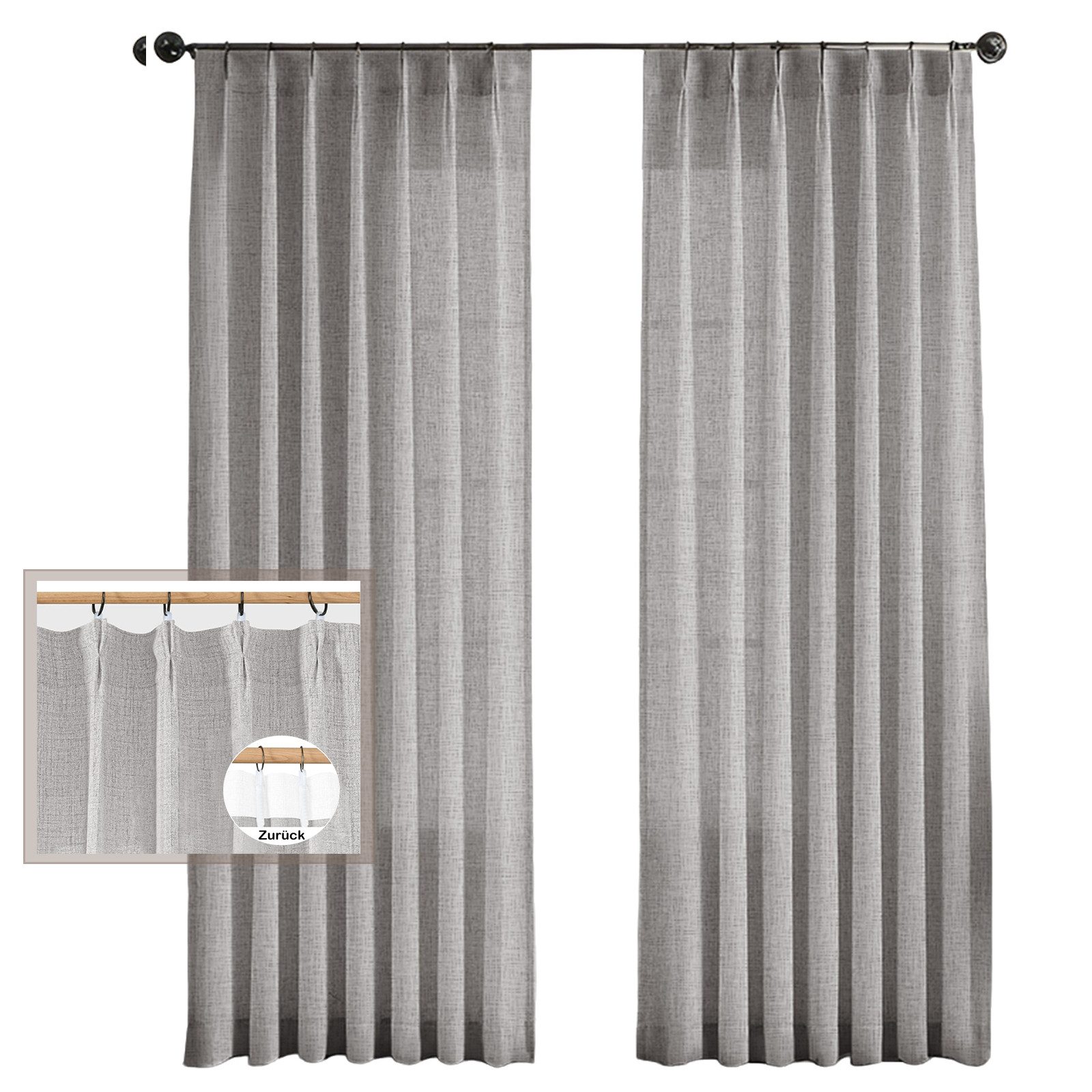 BTTO V&G Schiebegardine 2 Panels Leinen günstig online kaufen