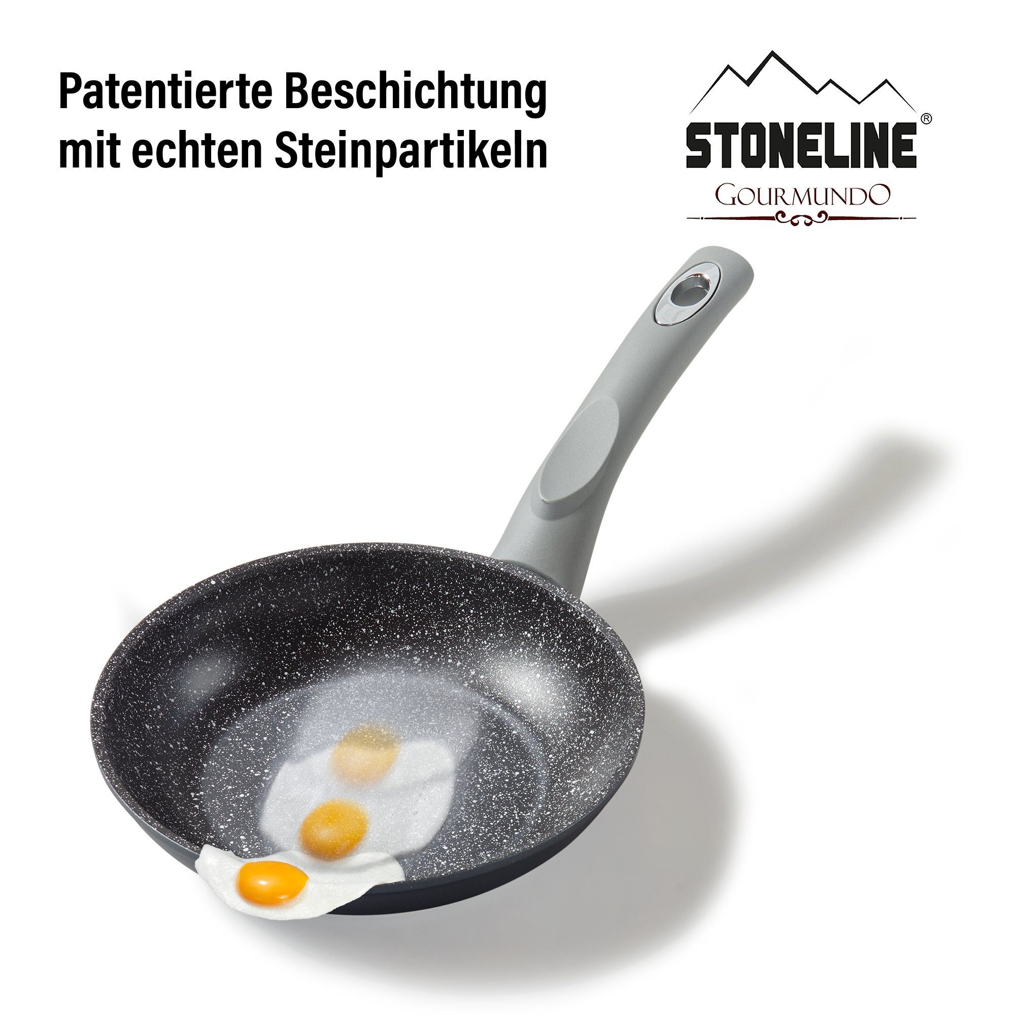 Steinpartikeln, Grau in induktionsgeeignet, mit Aluminium echten Made STONELINE (3-tlg), Germany Bratpfanne,